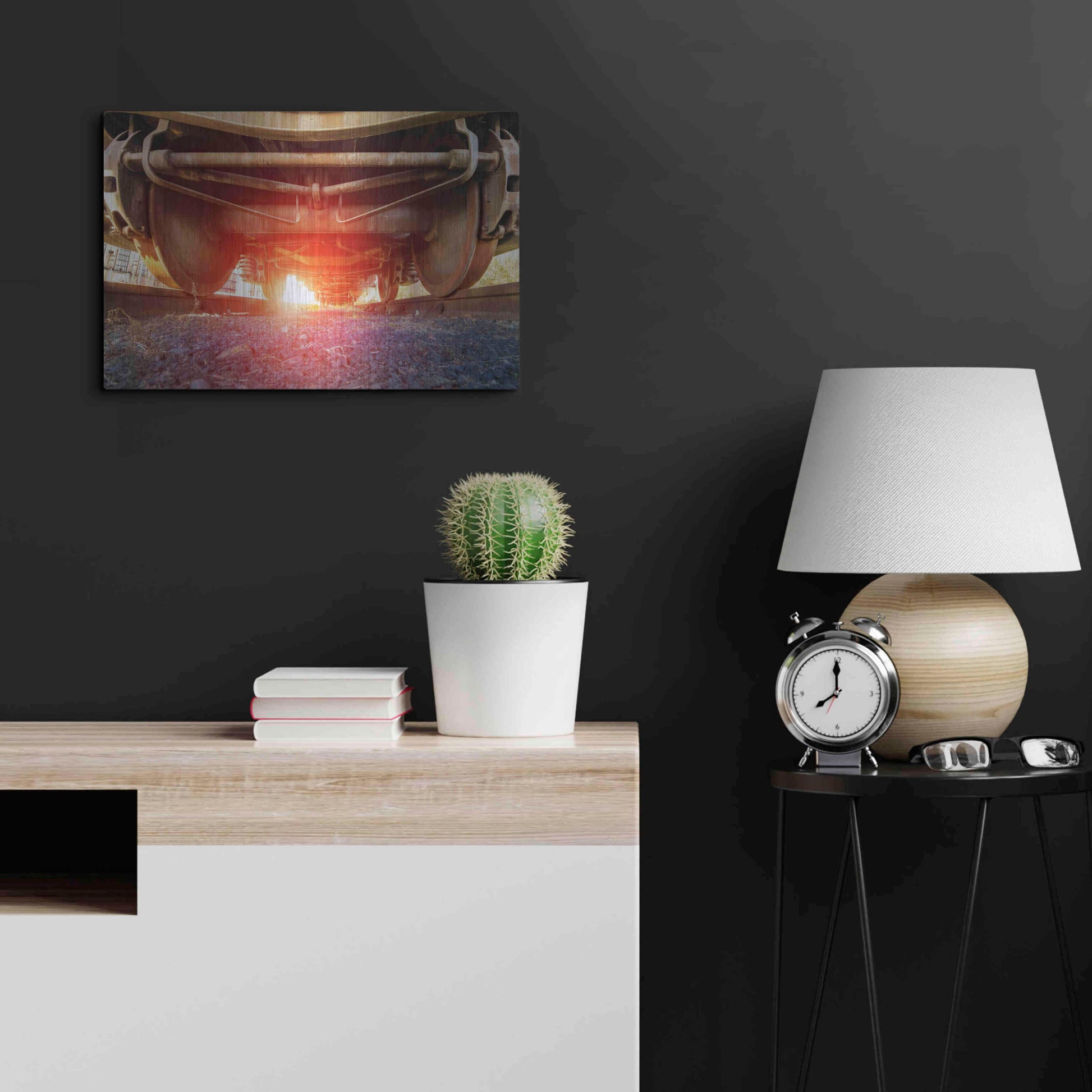 Luxe Metal Art 'Atomic Train' by Sebastien Lory, Metal Wall Art,24x16