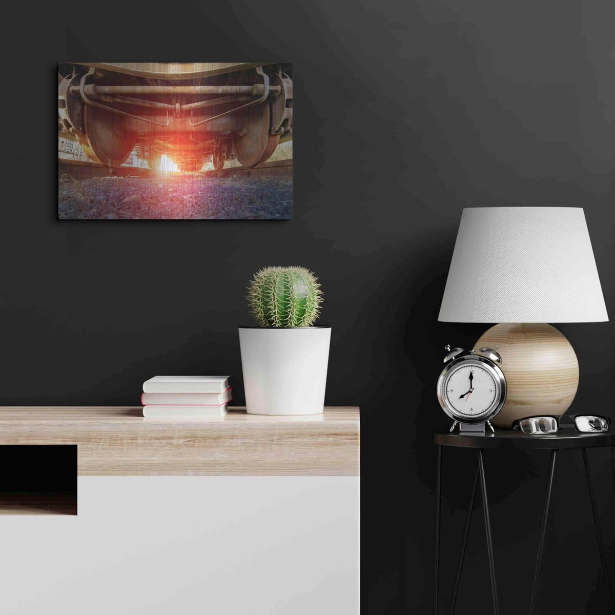 'Atomic Train' by Sebastien Lory – Metal Wall Art, 24x16 room view