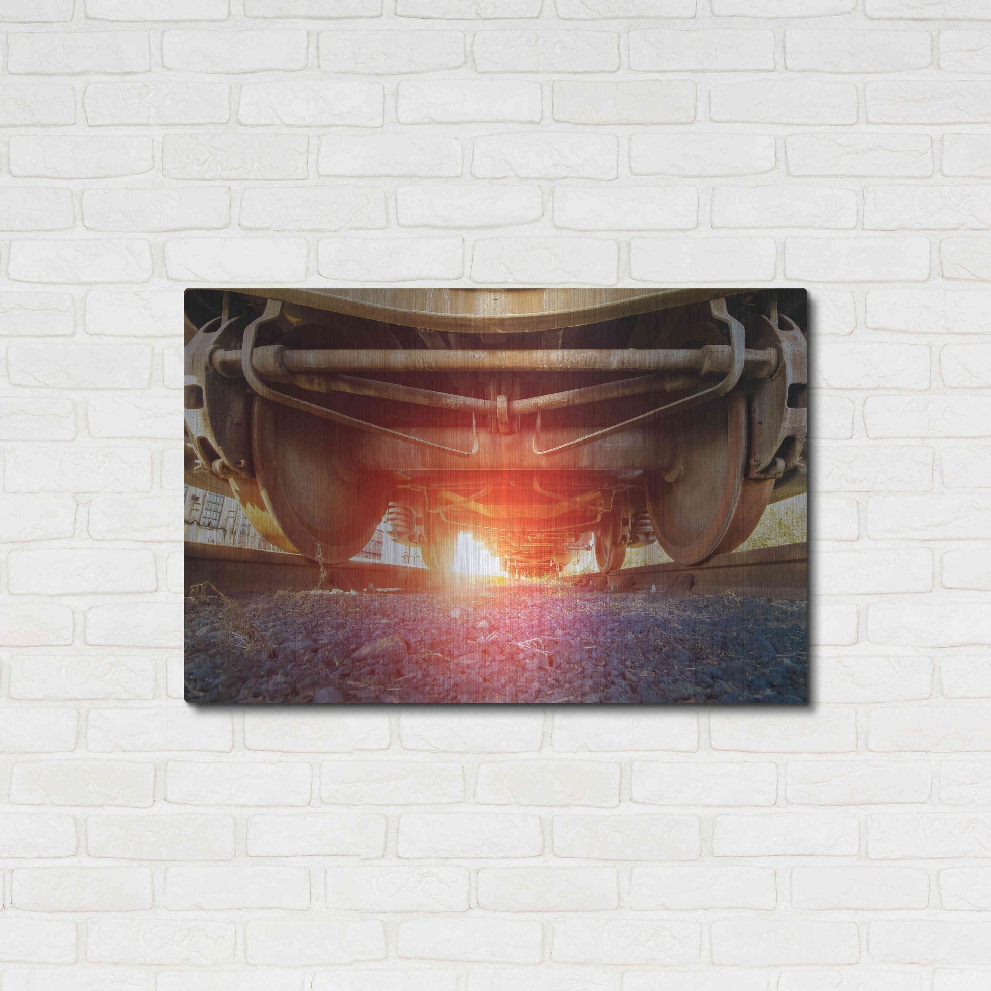 Luxe Metal Art 'Atomic Train' by Sebastien Lory, Metal Wall Art,36x24