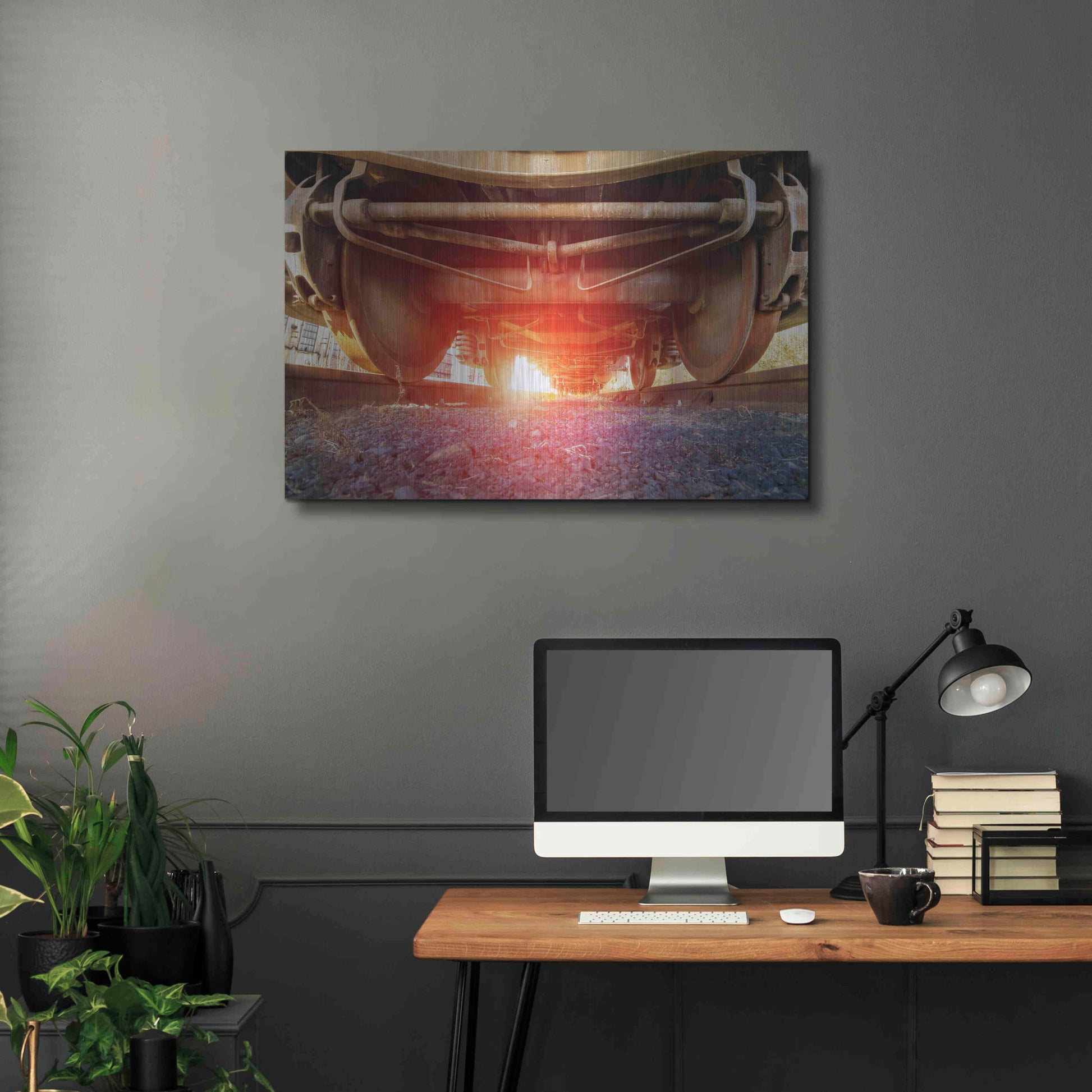 Luxe Metal Art 'Atomic Train' by Sebastien Lory, Metal Wall Art,36x24