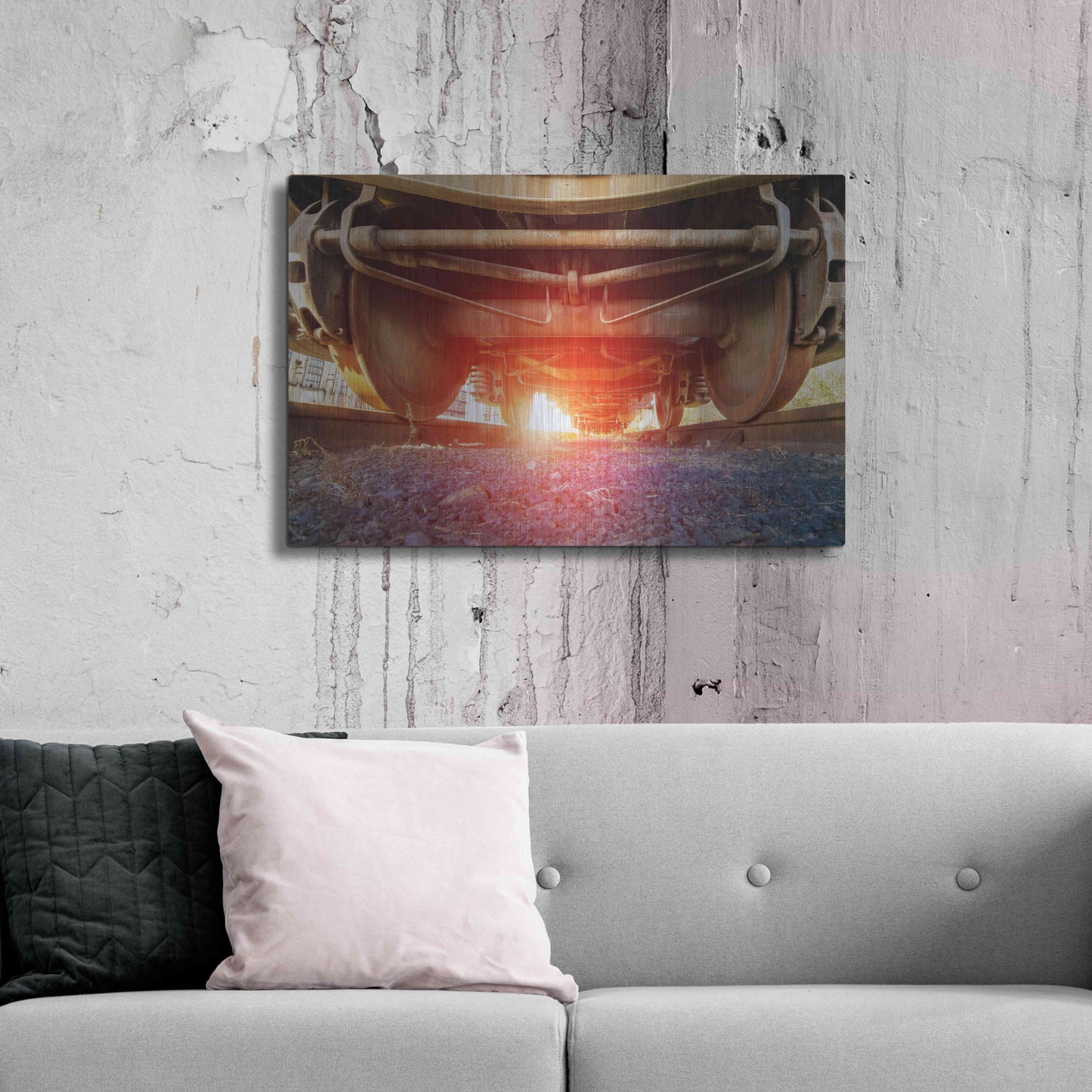 Luxe Metal Art 'Atomic Train' by Sebastien Lory, Metal Wall Art,36x24