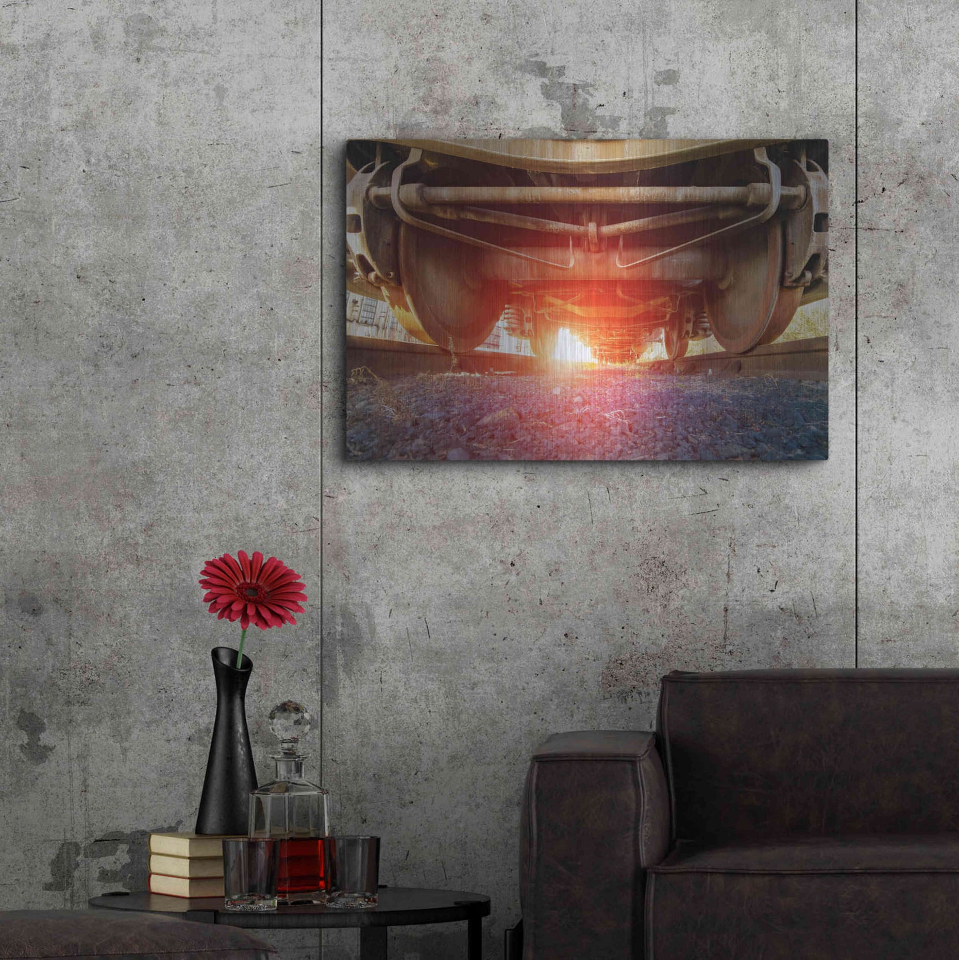 Luxe Metal Art 'Atomic Train' by Sebastien Lory, Metal Wall Art,36x24