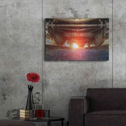 Luxe Metal Art 'Atomic Train' by Sebastien Lory, Metal Wall Art,36x24