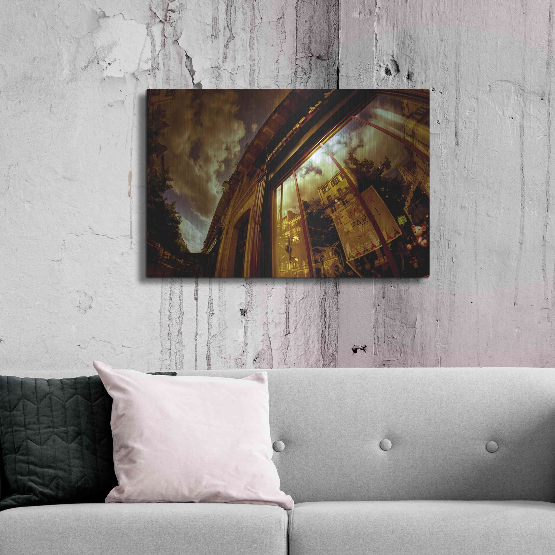 Luxe Metal Art 'Love In Paris' by Sebastien Lory, Metal Wall Art,36x24