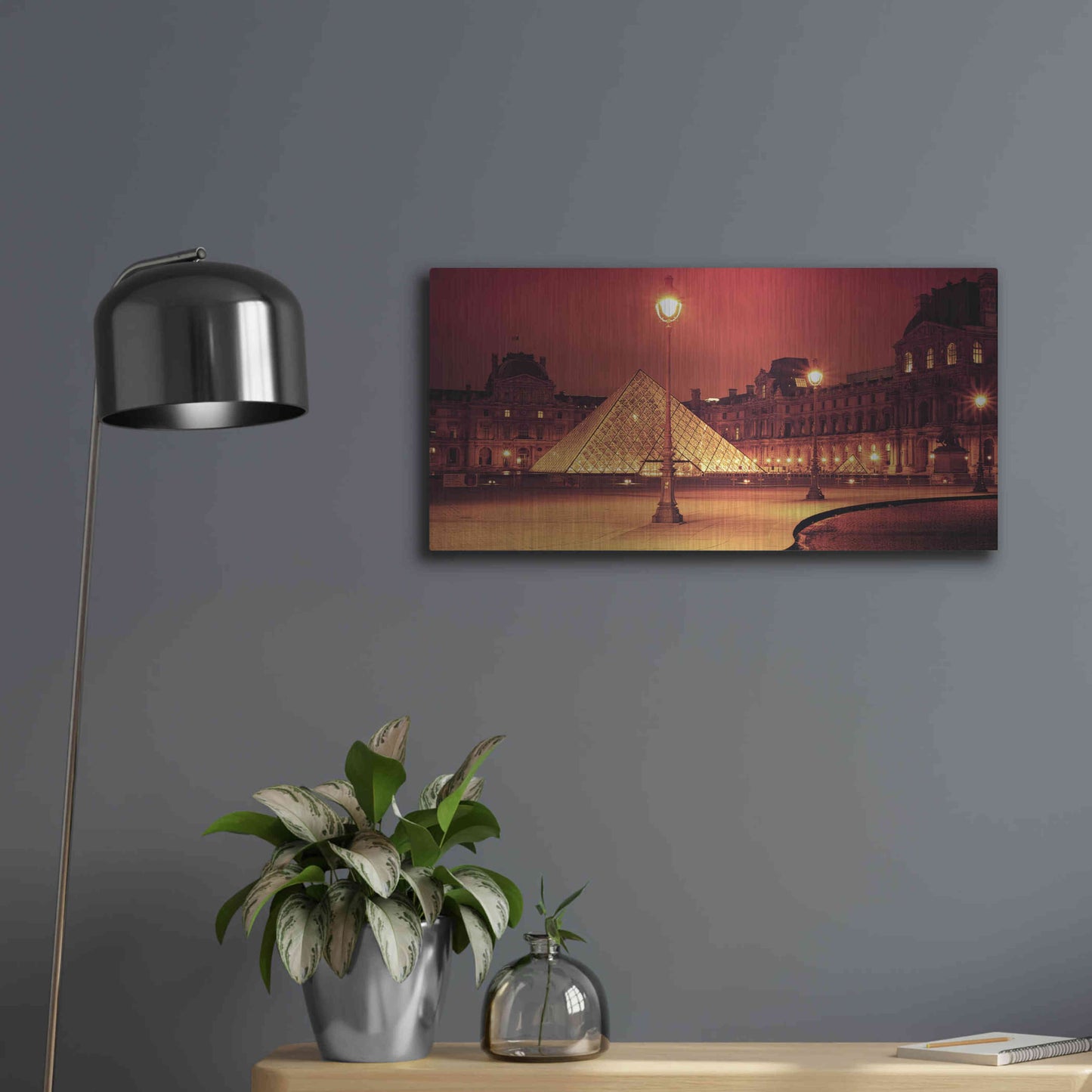 Luxe Metal Art 'Louvre' by Sebastien Lory, Metal Wall Art,24x12