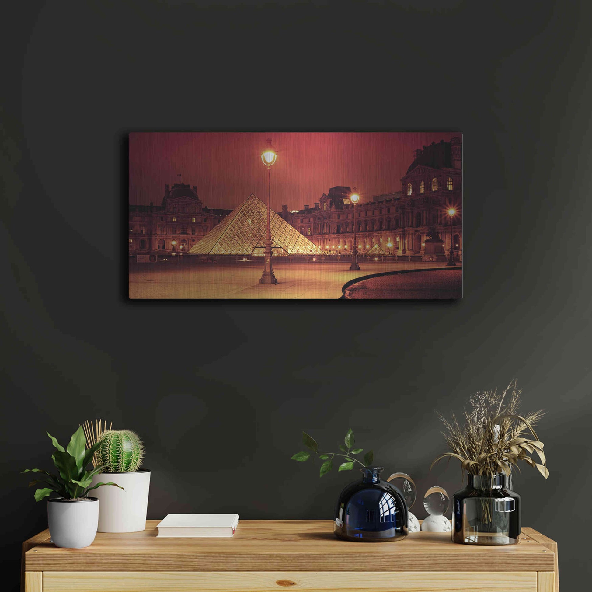 Luxe Metal Art 'Louvre' by Sebastien Lory, Metal Wall Art,24x12