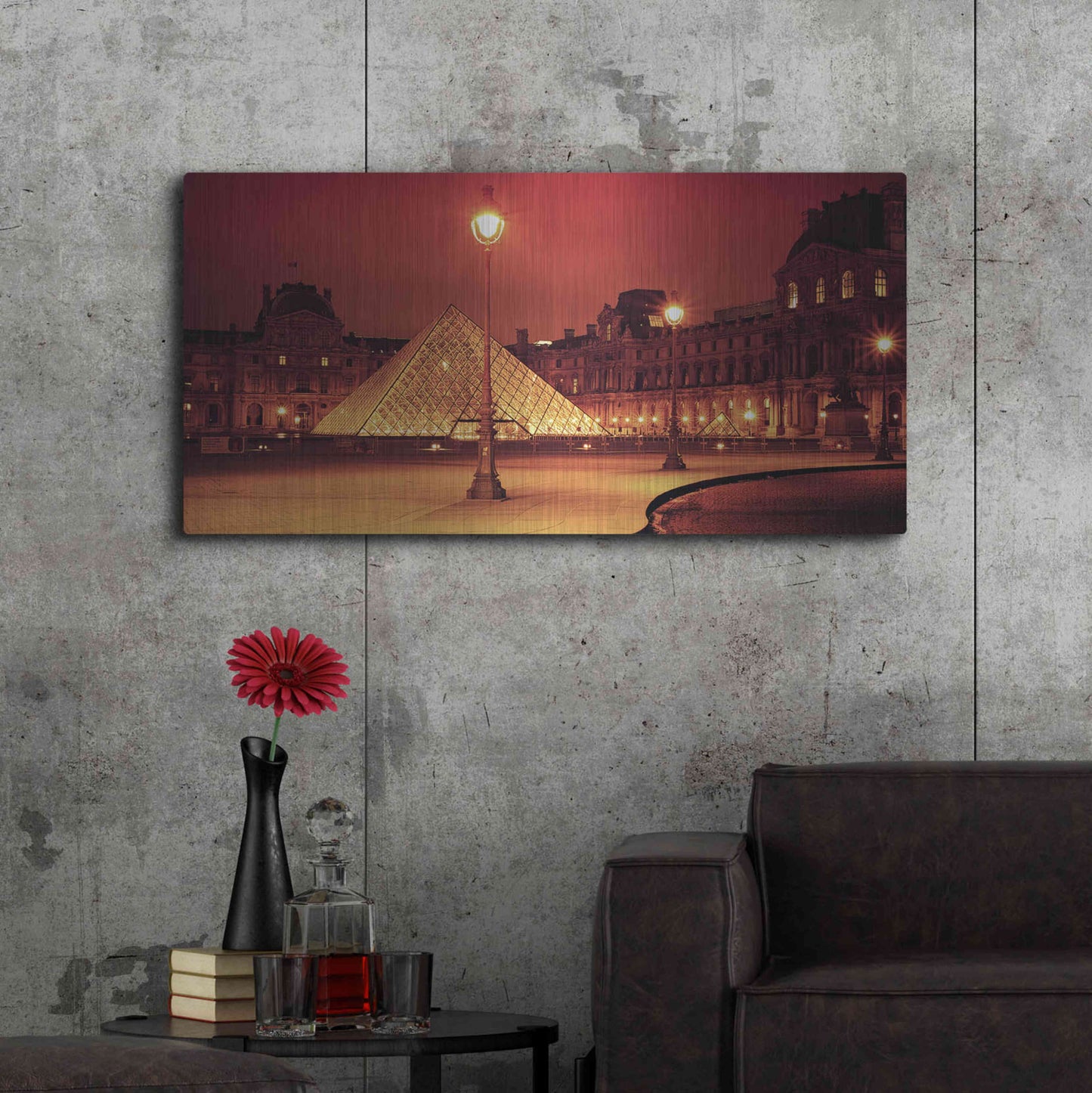 Luxe Metal Art 'Louvre' by Sebastien Lory, Metal Wall Art,48x24