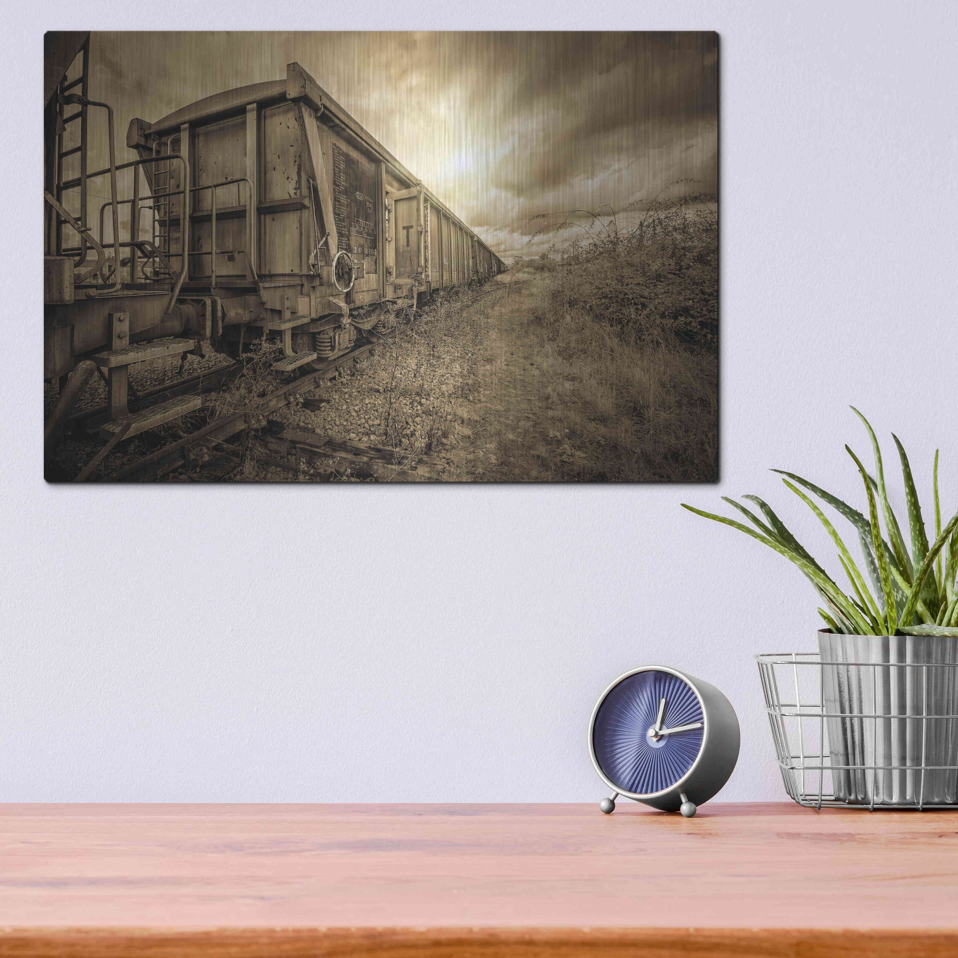 Luxe Metal Art 'Lost Train' by Sebastien Lory, Metal Wall Art,16x12