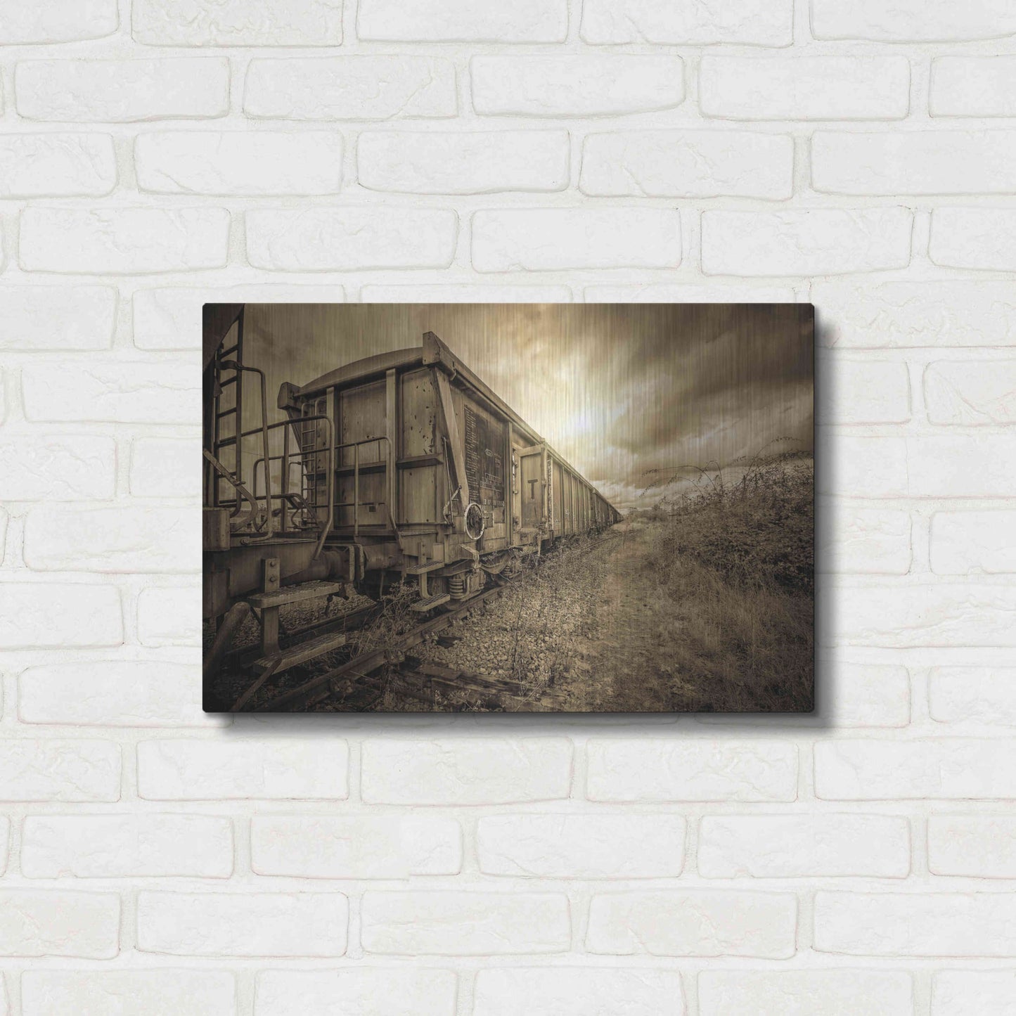 Luxe Metal Art 'Lost Train' by Sebastien Lory, Metal Wall Art,24x16