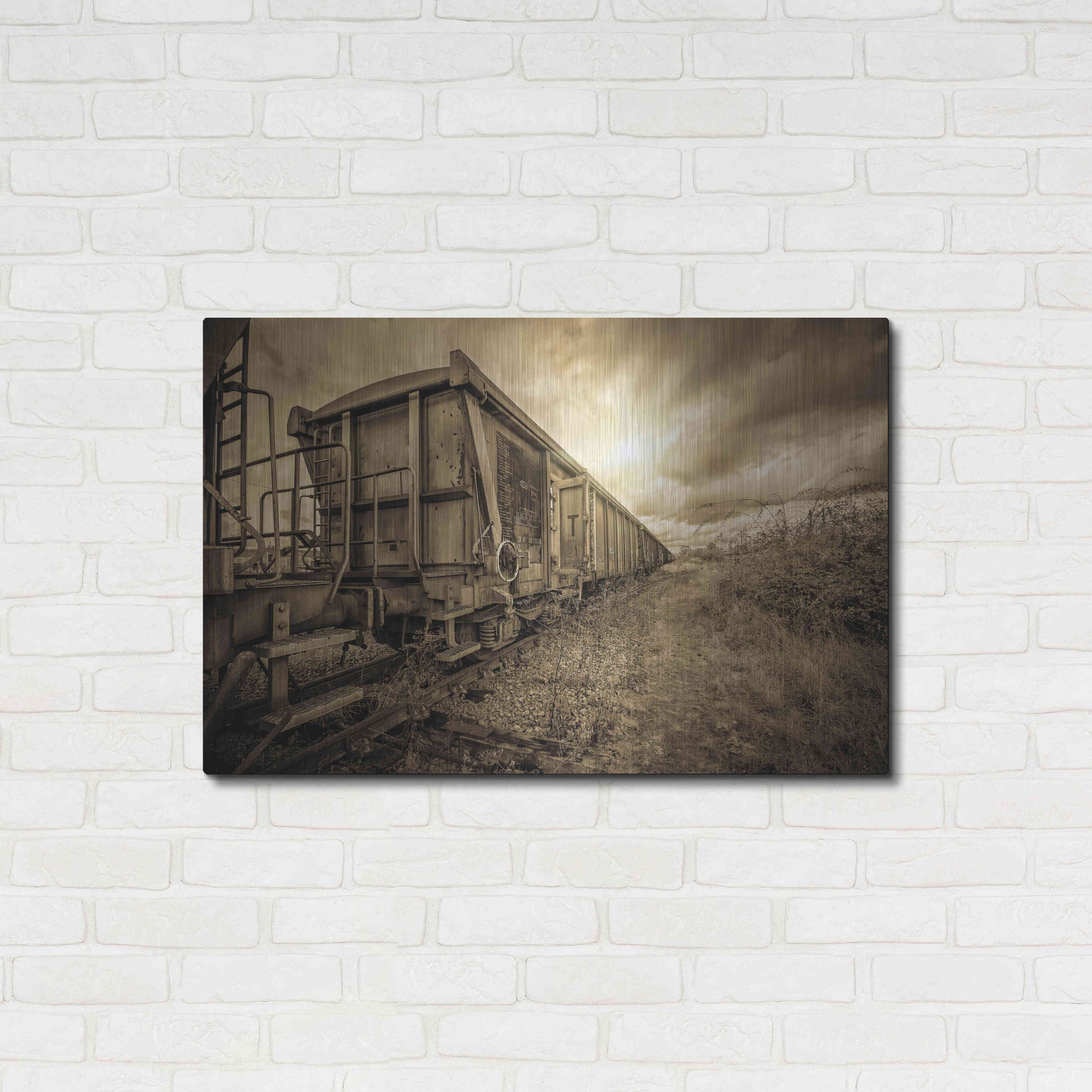 Luxe Metal Art 'Lost Train' by Sebastien Lory, Metal Wall Art,36x24