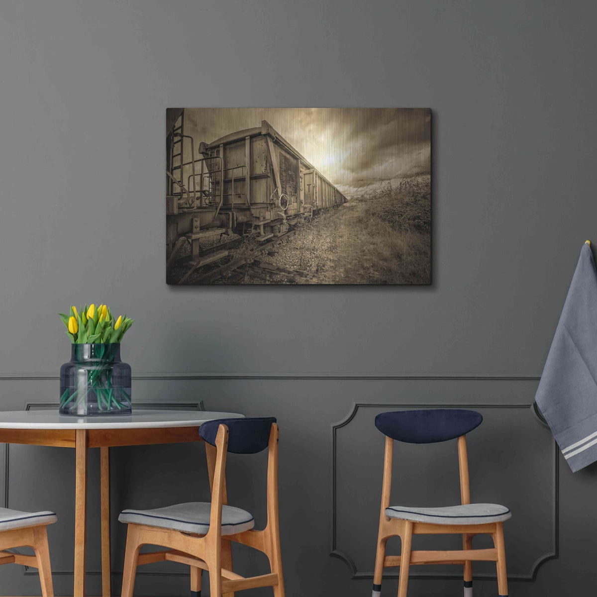 'Lost Train' by Sebastien Lory – Metal Wall Art, 36x24 room view