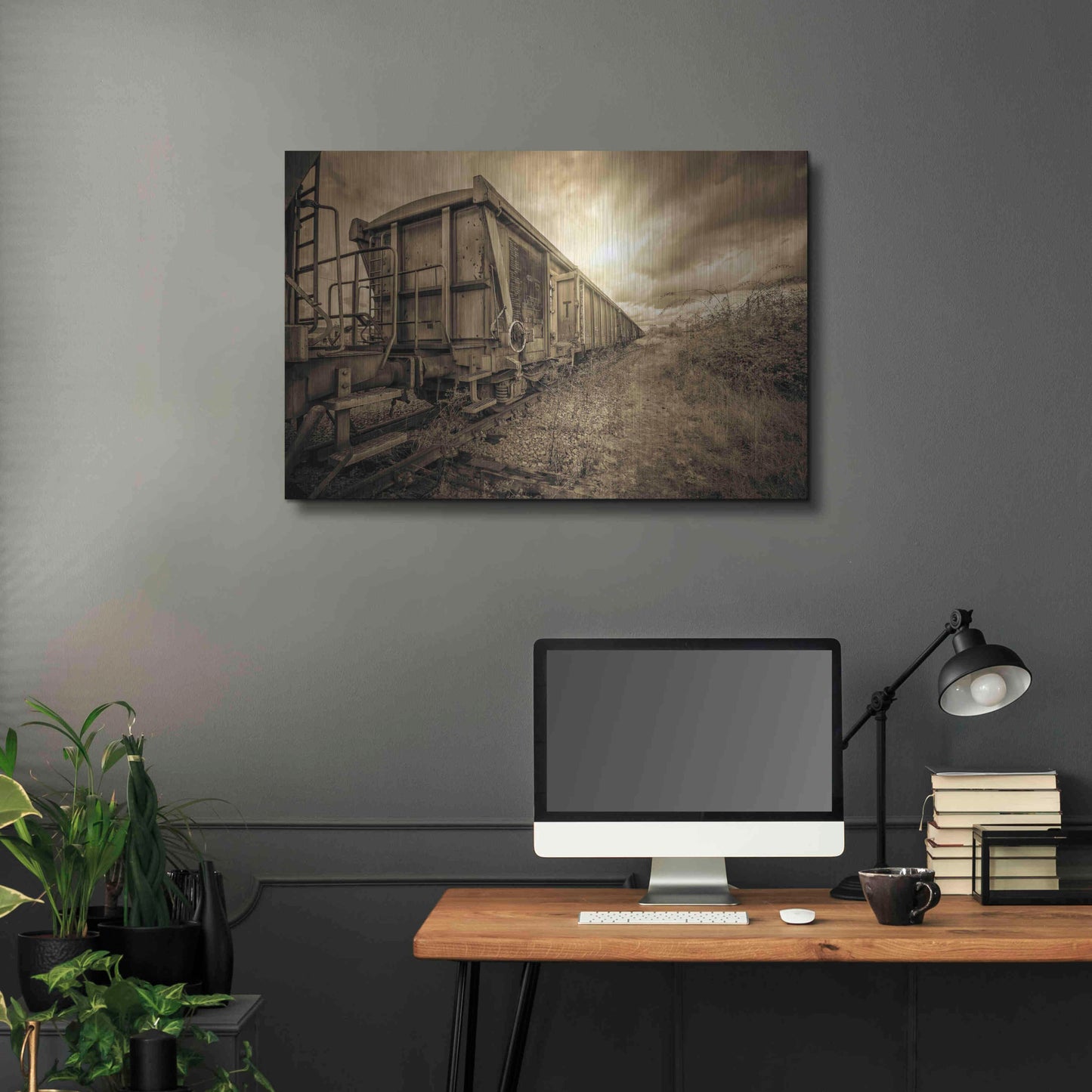 Luxe Metal Art 'Lost Train' by Sebastien Lory, Metal Wall Art,36x24