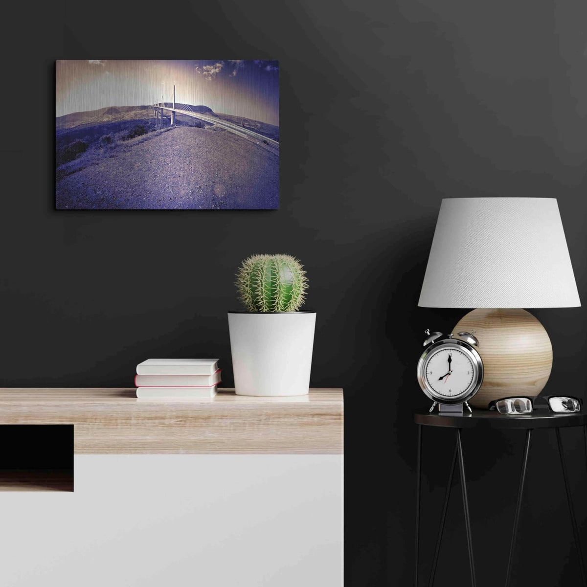 'Lunar Viaduct' by Sebastien Lory – Metal Wall Art, 24x16 room view