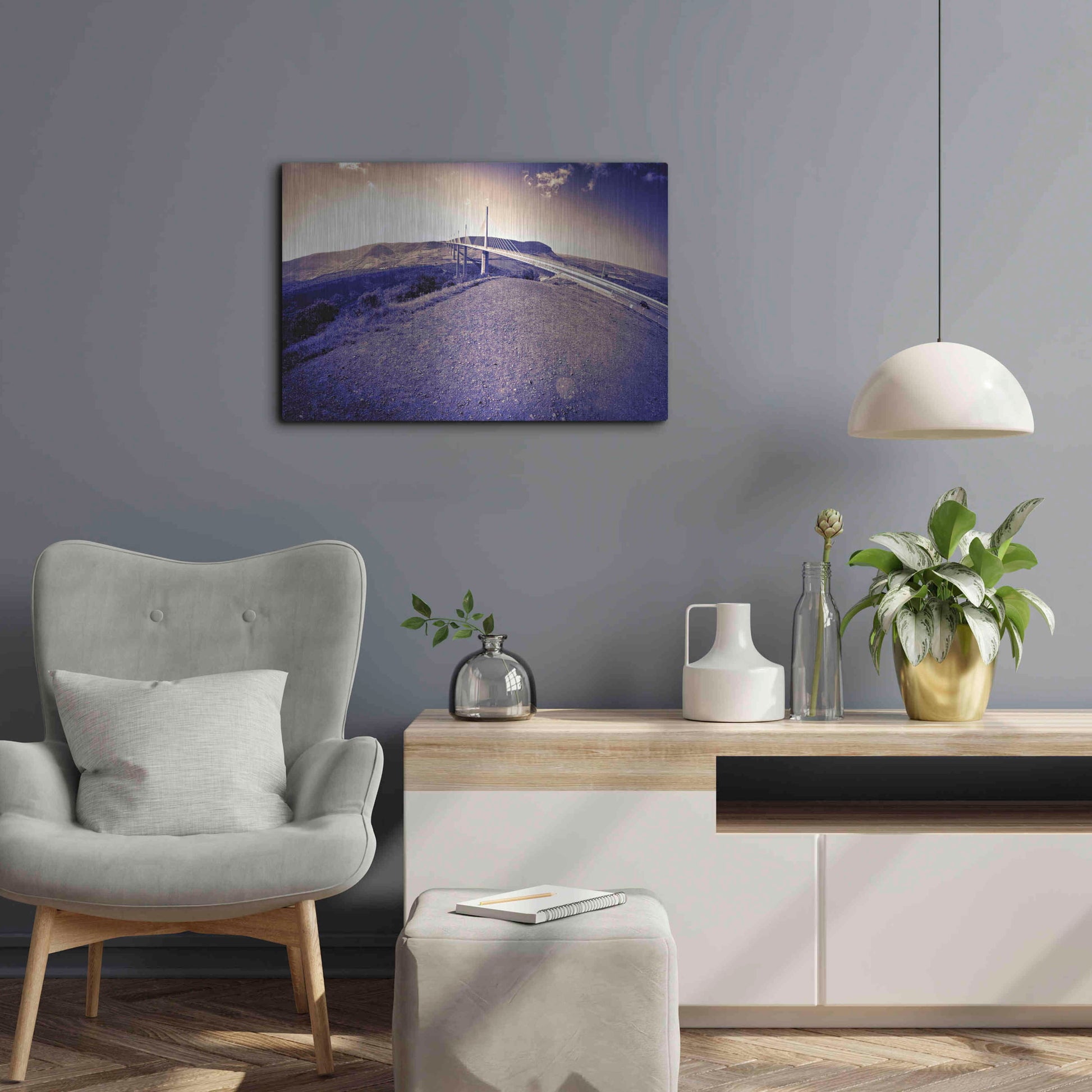 Luxe Metal Art 'Lunar Viaduct' by Sebastien Lory, Metal Wall Art,24x16