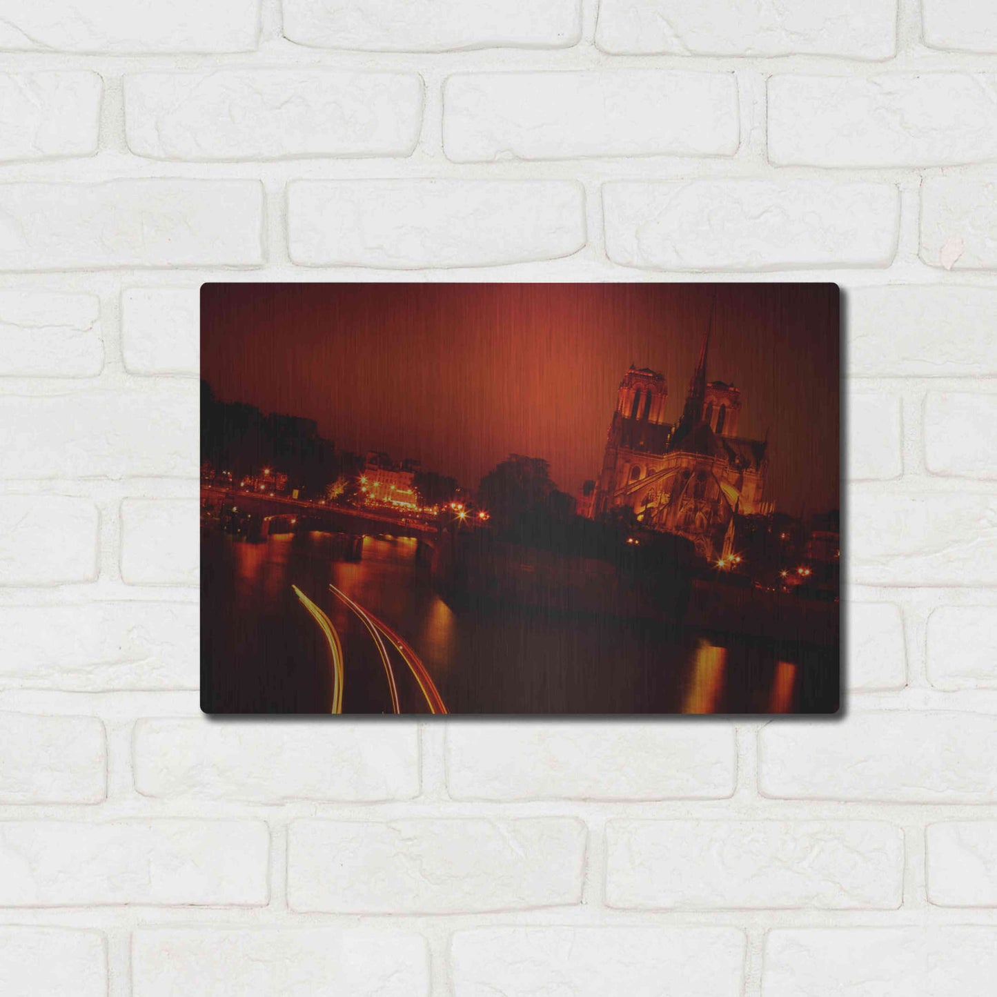 Luxe Metal Art 'Red Night' by Sebastien Lory, Metal Wall Art,16x12