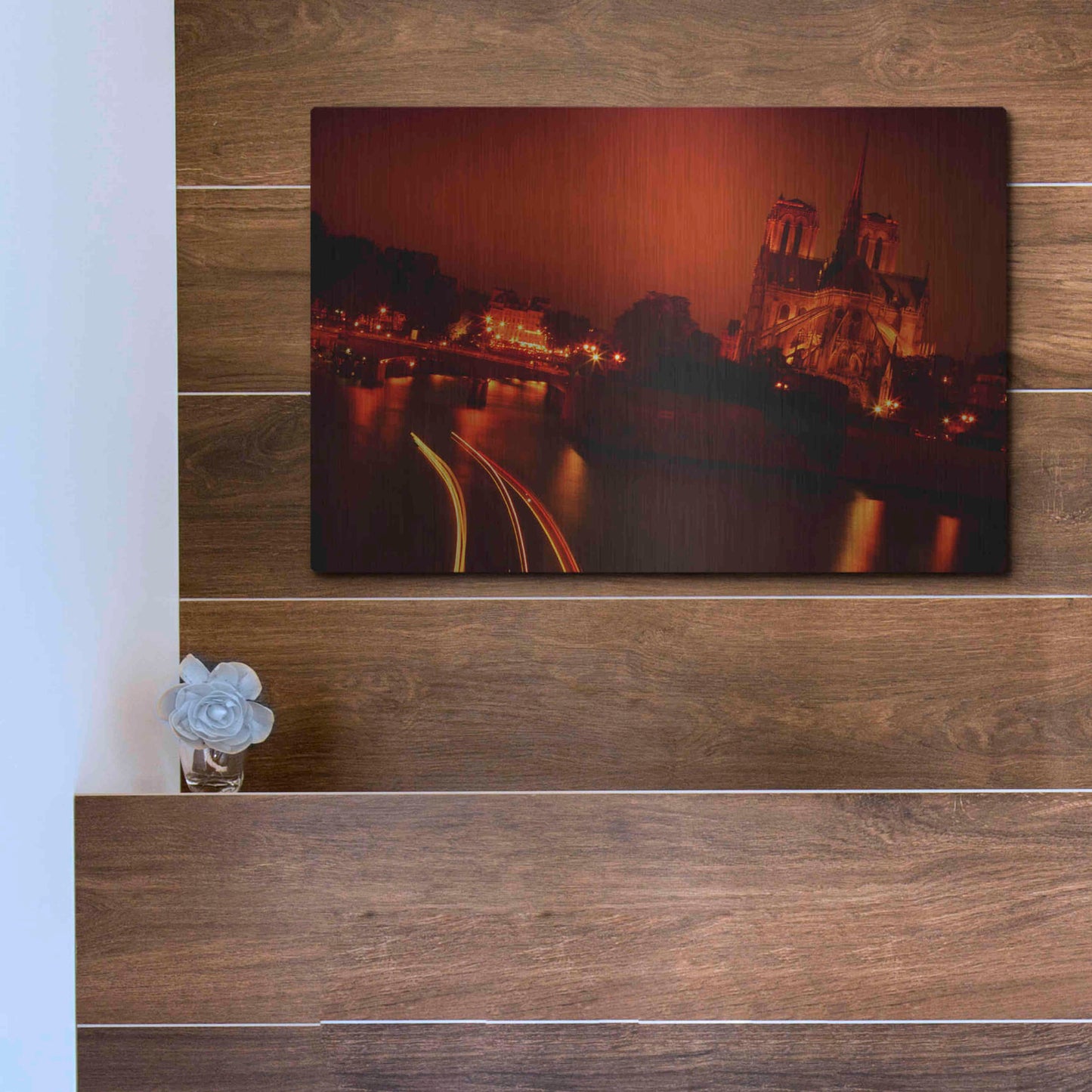 Luxe Metal Art 'Red Night' by Sebastien Lory, Metal Wall Art,16x12