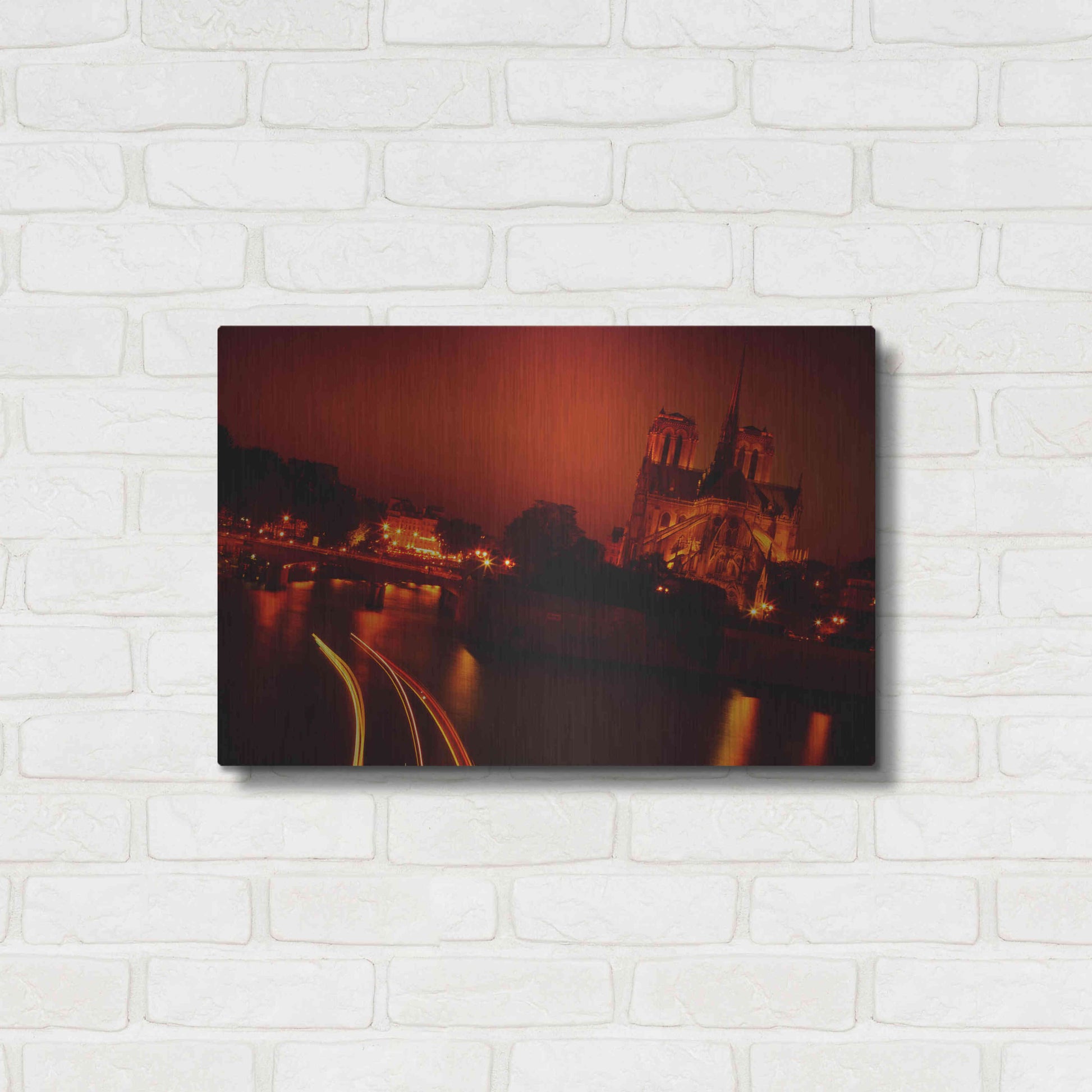 Luxe Metal Art 'Red Night' by Sebastien Lory, Metal Wall Art,24x16