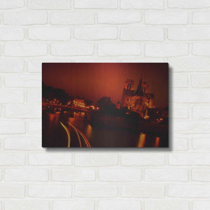 Luxe Metal Art 'Red Night' by Sebastien Lory, Metal Wall Art,24x16