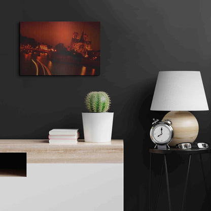 Luxe Metal Art 'Red Night' by Sebastien Lory, Metal Wall Art,24x16