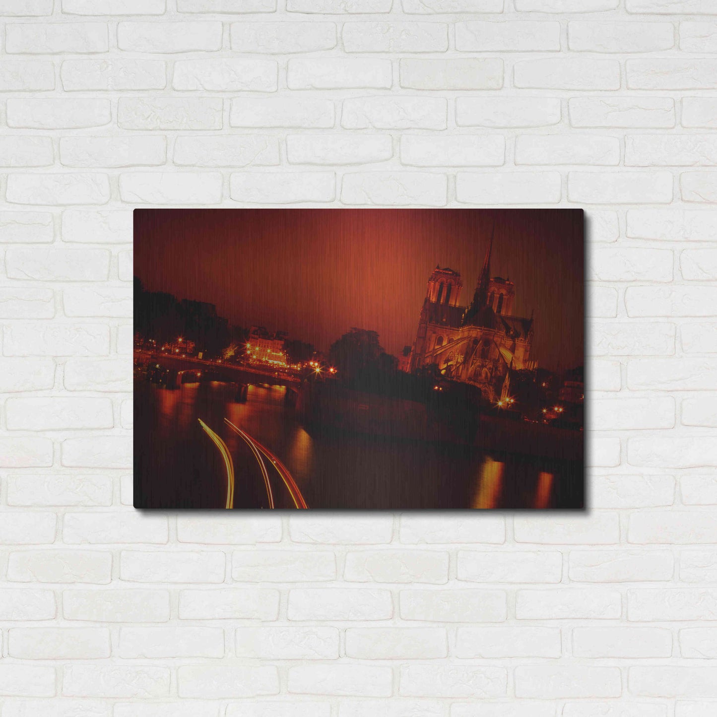 Luxe Metal Art 'Red Night' by Sebastien Lory, Metal Wall Art,36x24