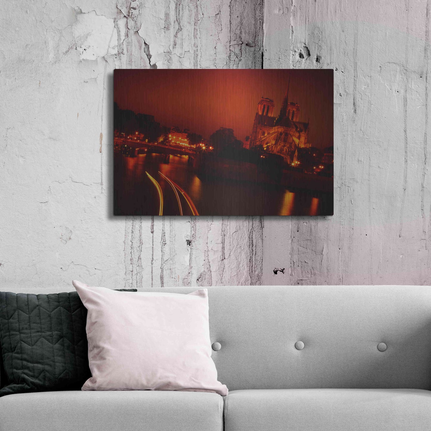Luxe Metal Art 'Red Night' by Sebastien Lory, Metal Wall Art,36x24