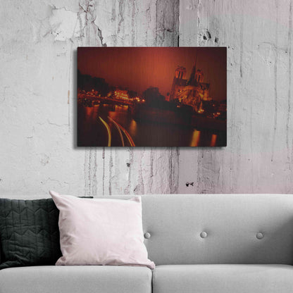 Luxe Metal Art 'Red Night' by Sebastien Lory, Metal Wall Art,36x24