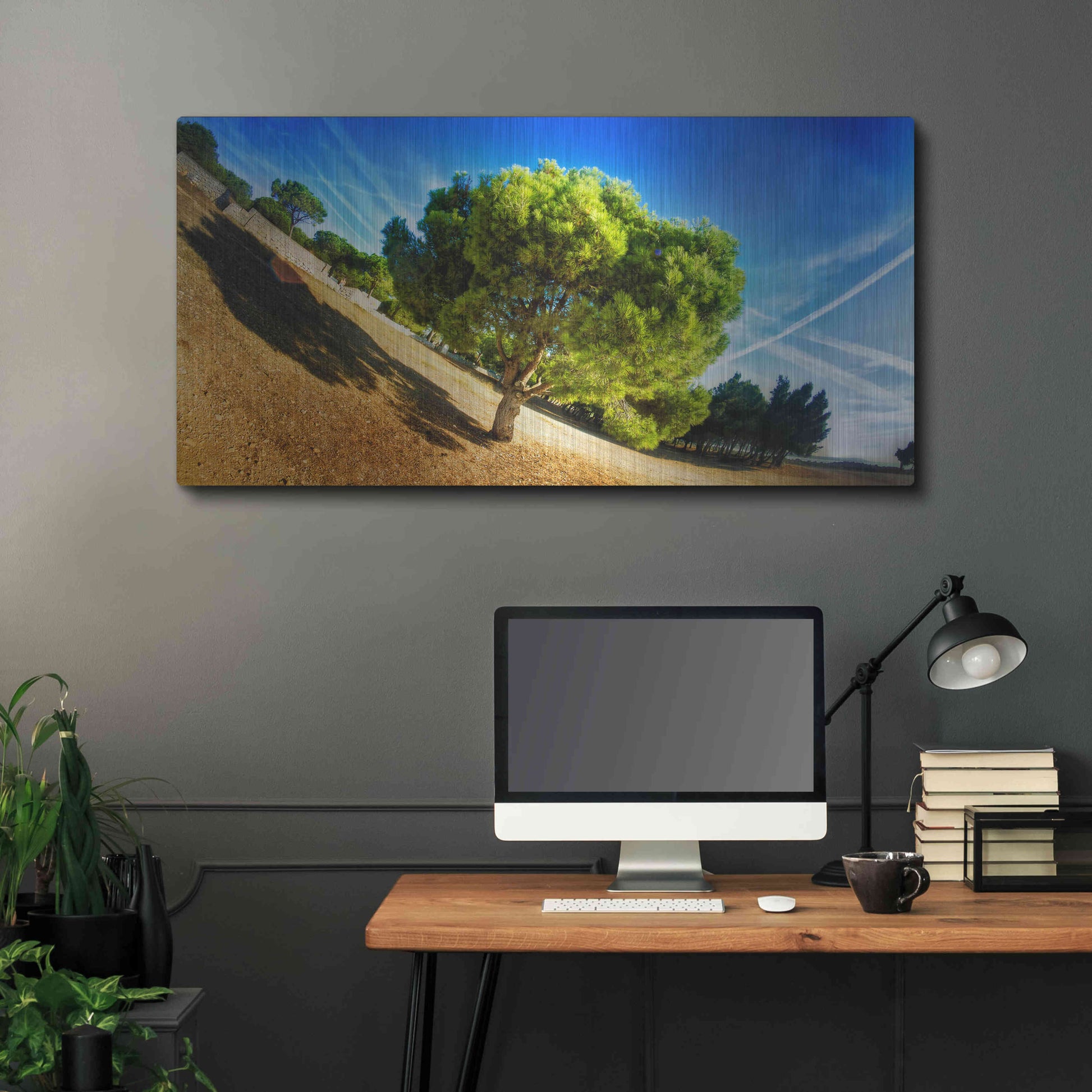 Luxe Metal Art 'Summer Tree' by Sebastien Lory, Metal Wall Art,48x24