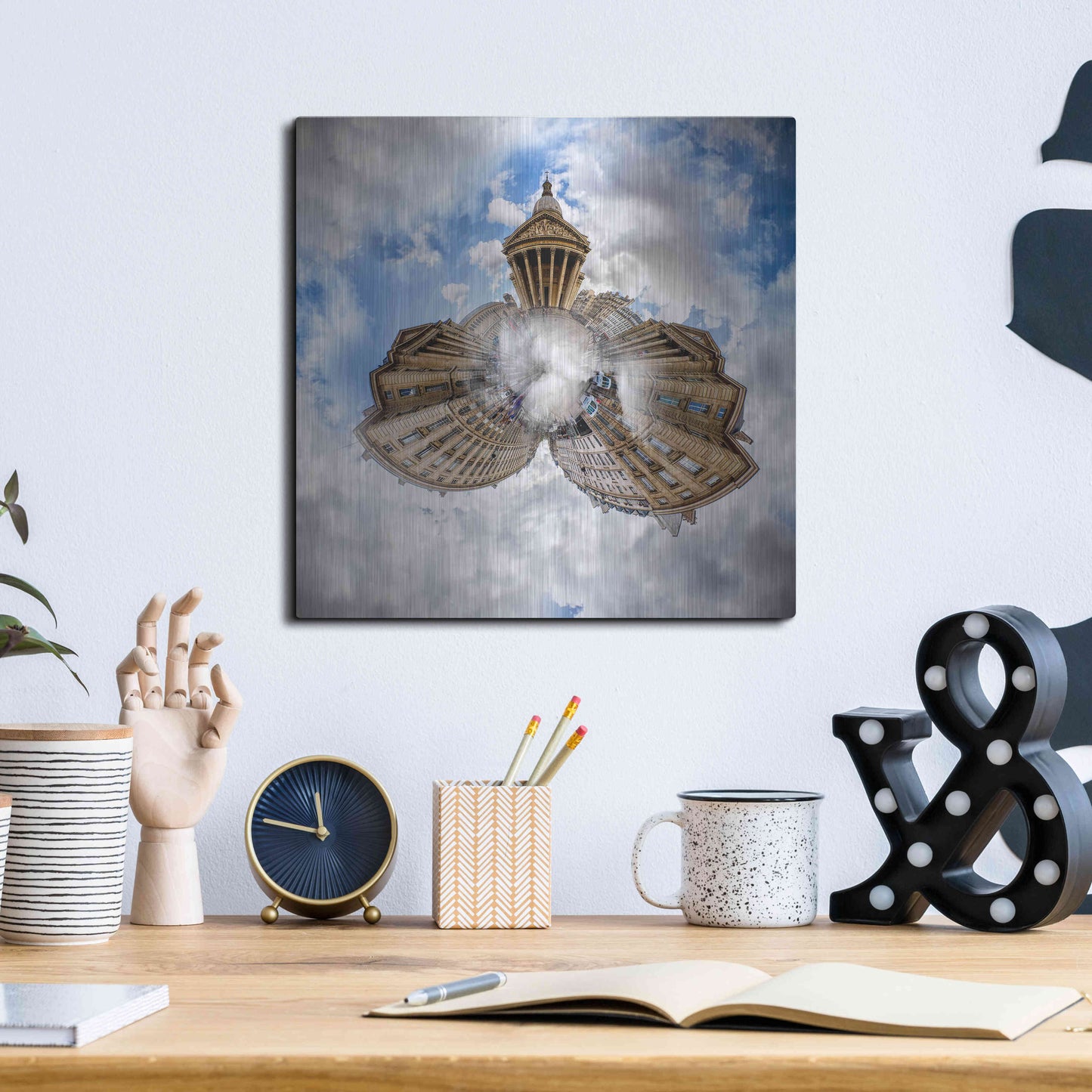 Luxe Metal Art 'Pantheon' by Sebastien Lory, Metal Wall Art,12x12