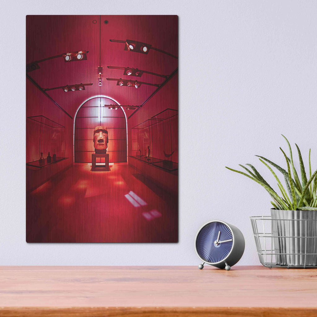 Luxe Metal Art 'Red Sculpture' by Sebastien Lory, Metal Wall Art,12x16