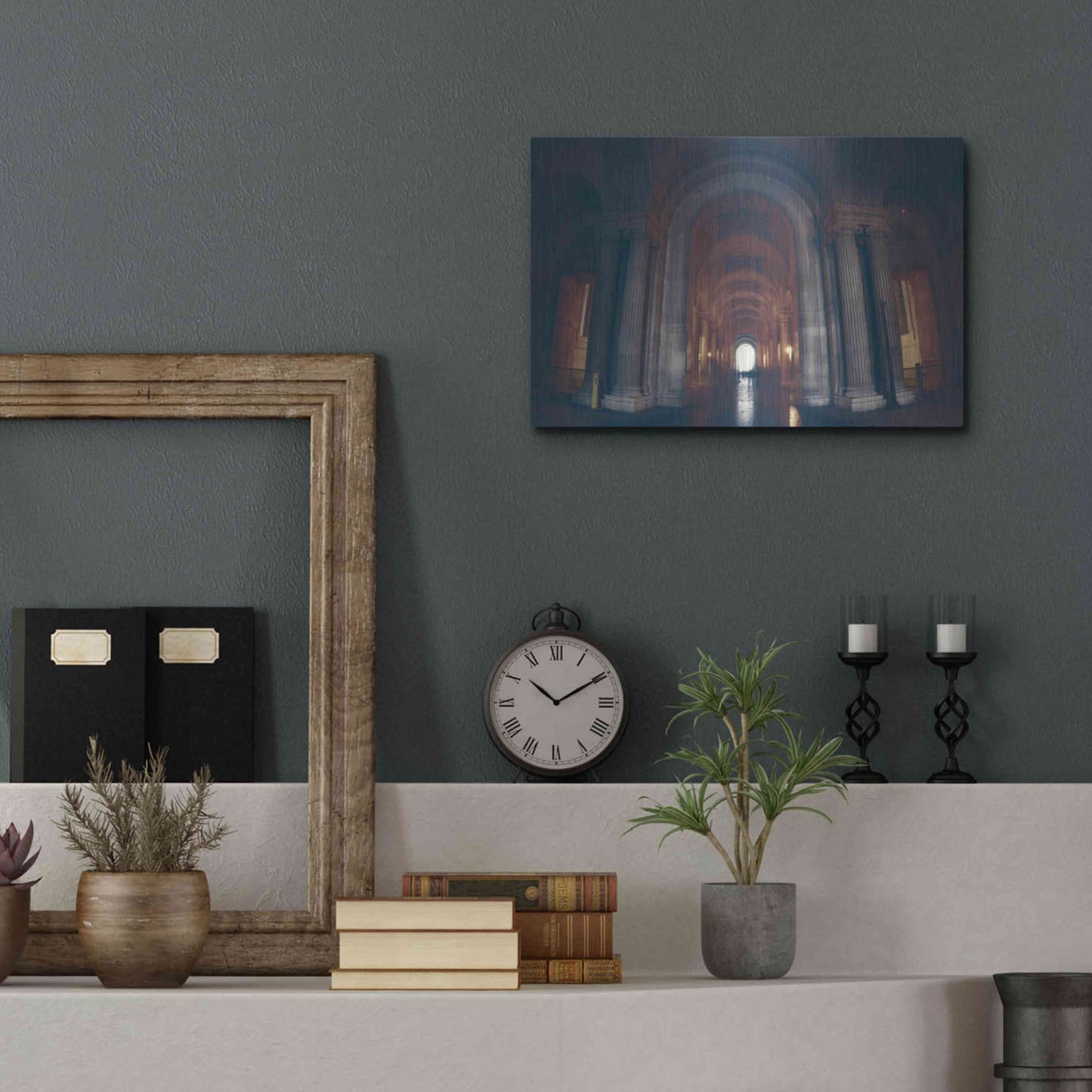 Luxe Metal Art 'Hall of Ghosts' by Sebastien Lory, Metal Wall Art,16x12