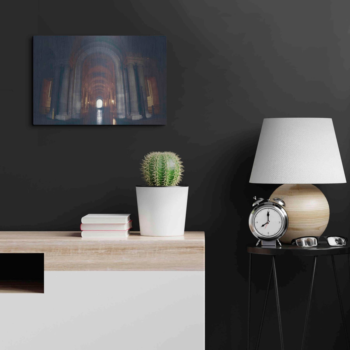 Luxe Metal Art 'Hall of Ghosts' by Sebastien Lory, Metal Wall Art,24x16