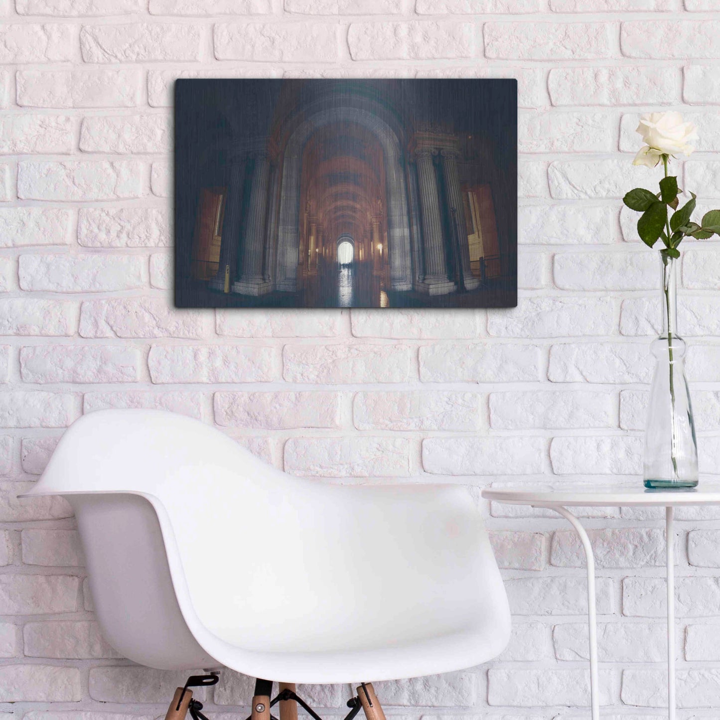 Luxe Metal Art 'Hall of Ghosts' by Sebastien Lory, Metal Wall Art,24x16