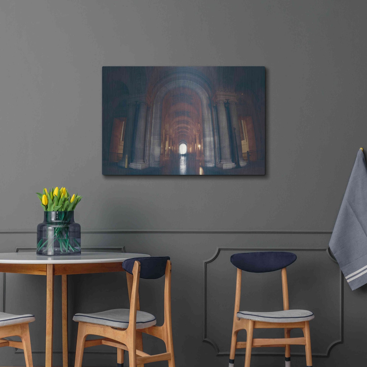 Luxe Metal Art 'Hall of Ghosts' by Sebastien Lory, Metal Wall Art,36x24