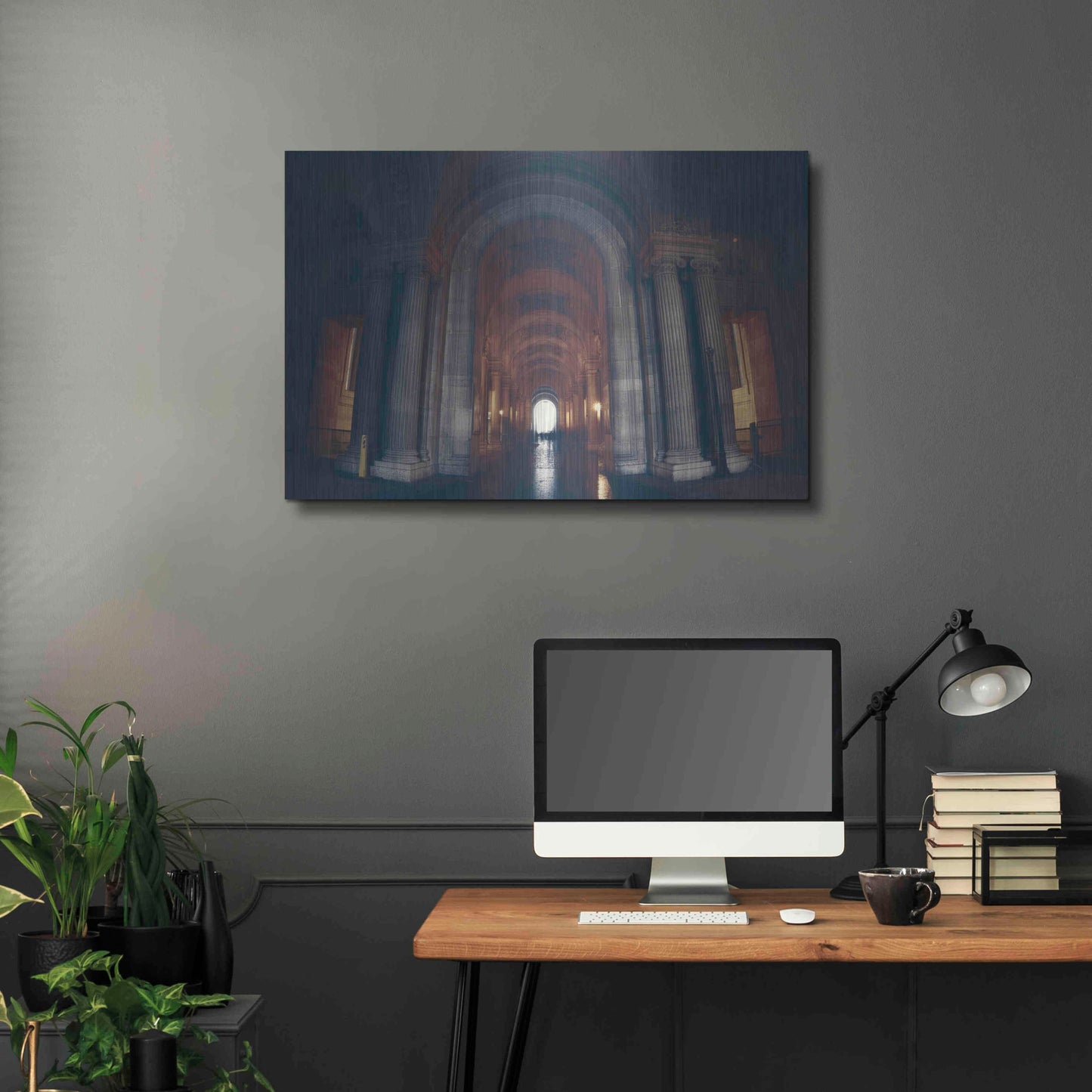 Luxe Metal Art 'Hall of Ghosts' by Sebastien Lory, Metal Wall Art,36x24