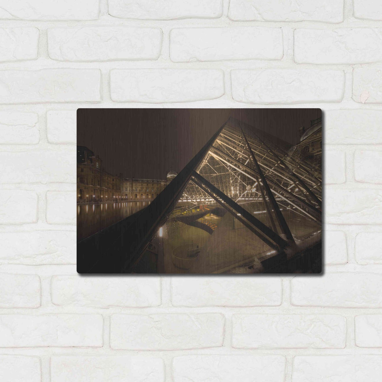 Luxe Metal Art 'Louvre 2' by Sebastien Lory, Metal Wall Art,16x12