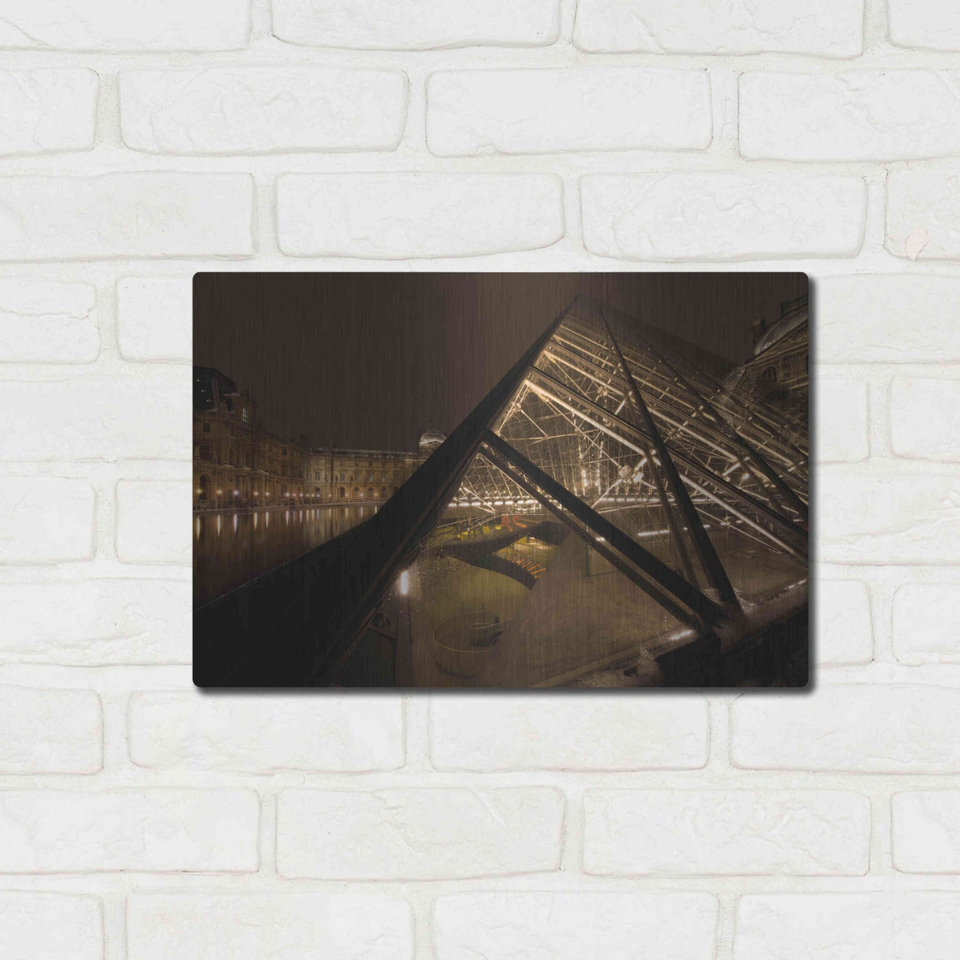 Luxe Metal Art 'Louvre 2' by Sebastien Lory, Metal Wall Art,16x12