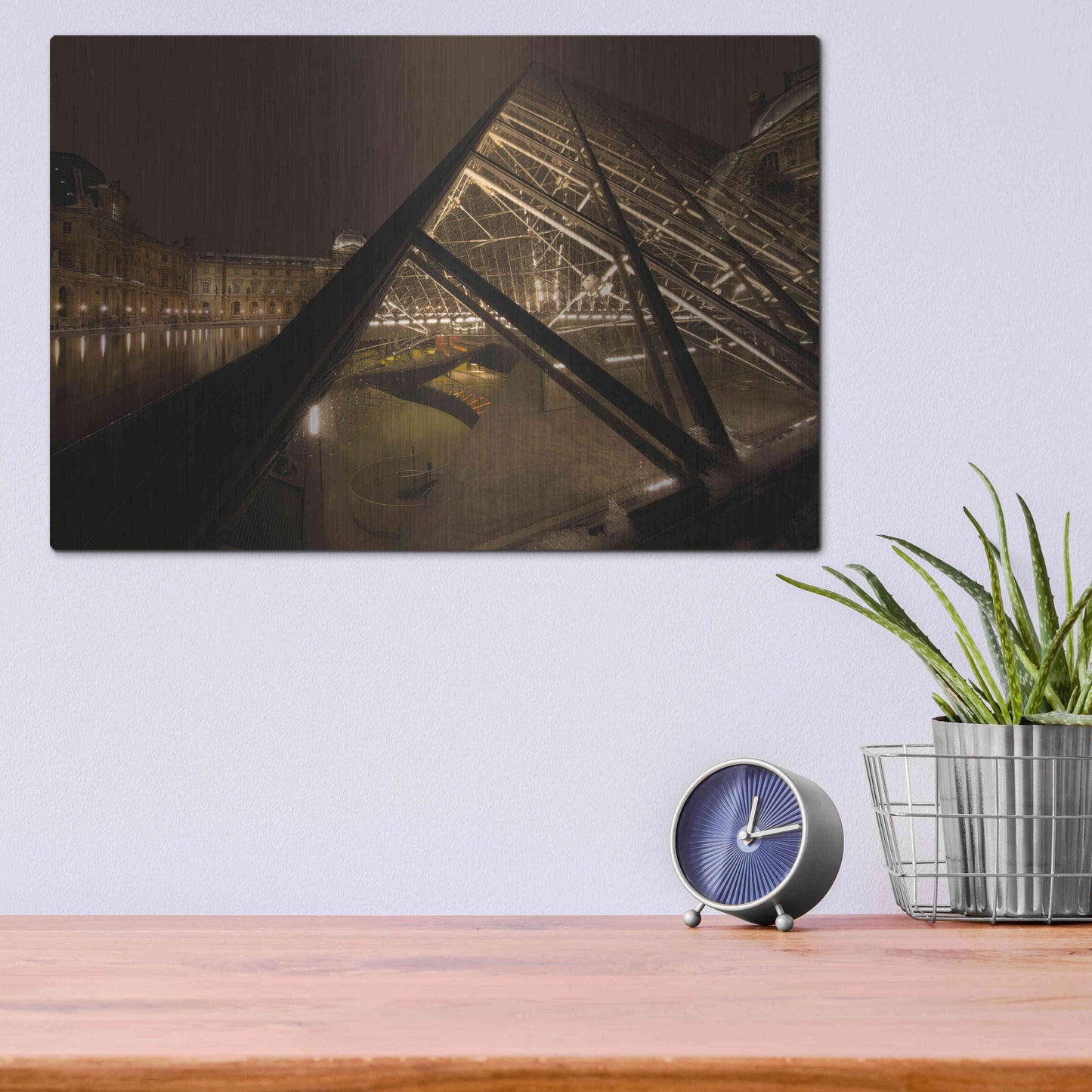 Luxe Metal Art 'Louvre 2' by Sebastien Lory, Metal Wall Art,16x12