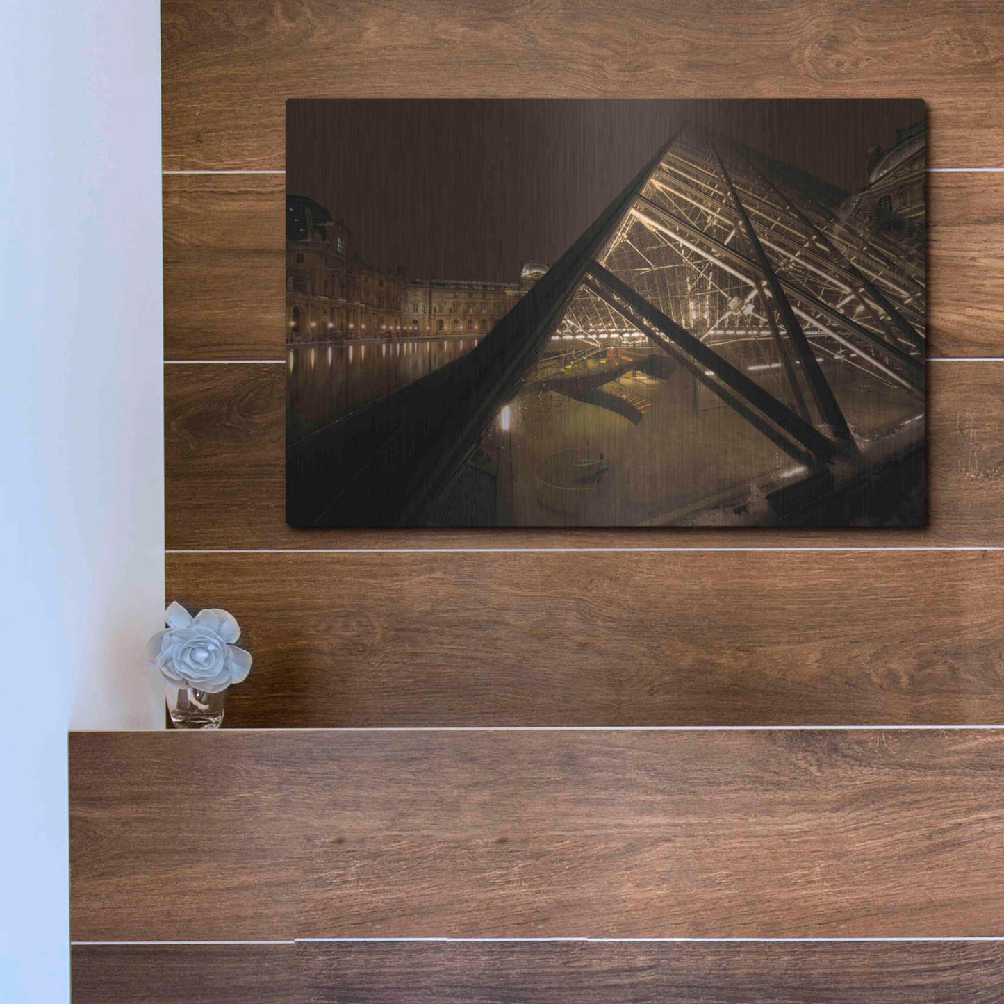 Luxe Metal Art 'Louvre 2' by Sebastien Lory, Metal Wall Art,16x12
