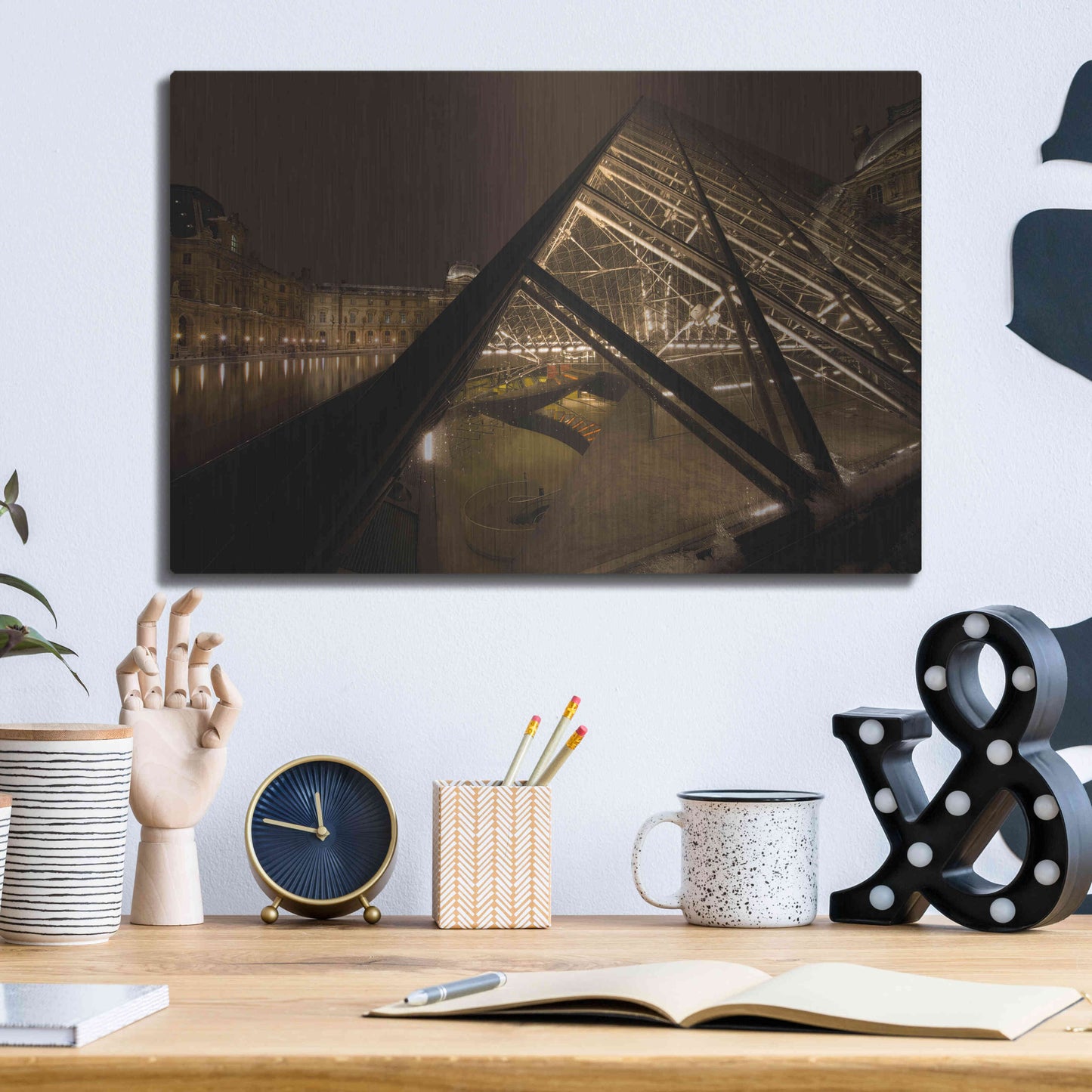 Luxe Metal Art 'Louvre 2' by Sebastien Lory, Metal Wall Art,16x12