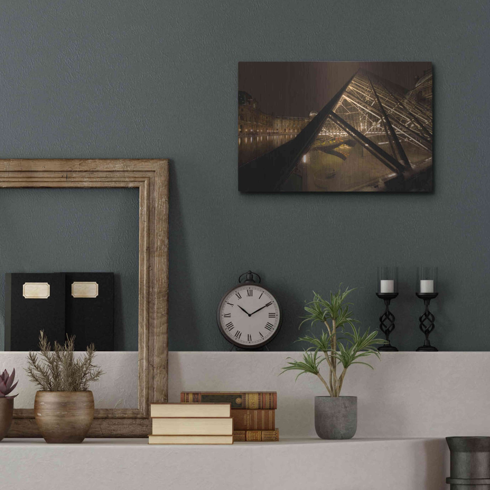 Luxe Metal Art 'Louvre 2' by Sebastien Lory, Metal Wall Art,16x12