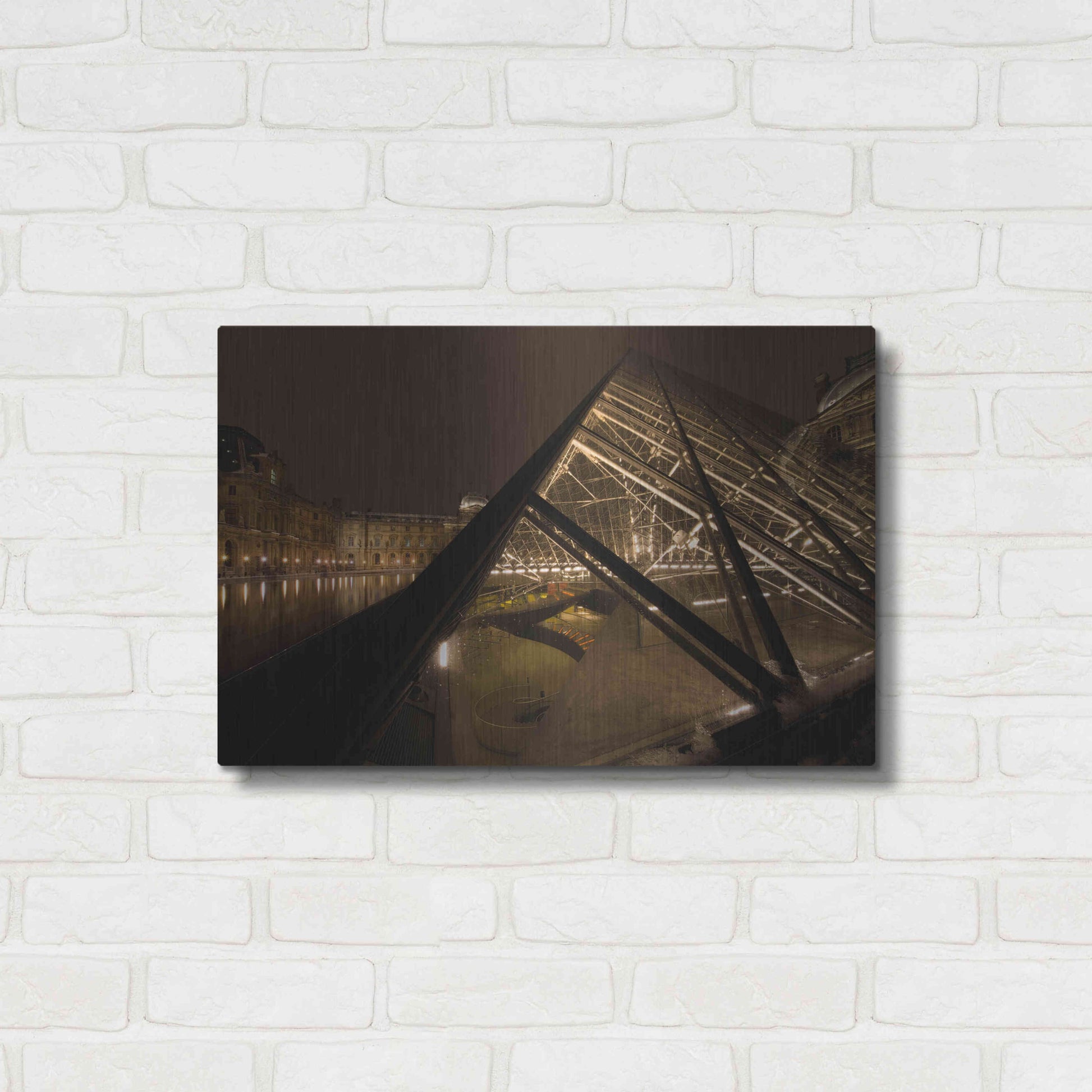 Luxe Metal Art 'Louvre 2' by Sebastien Lory, Metal Wall Art,24x16