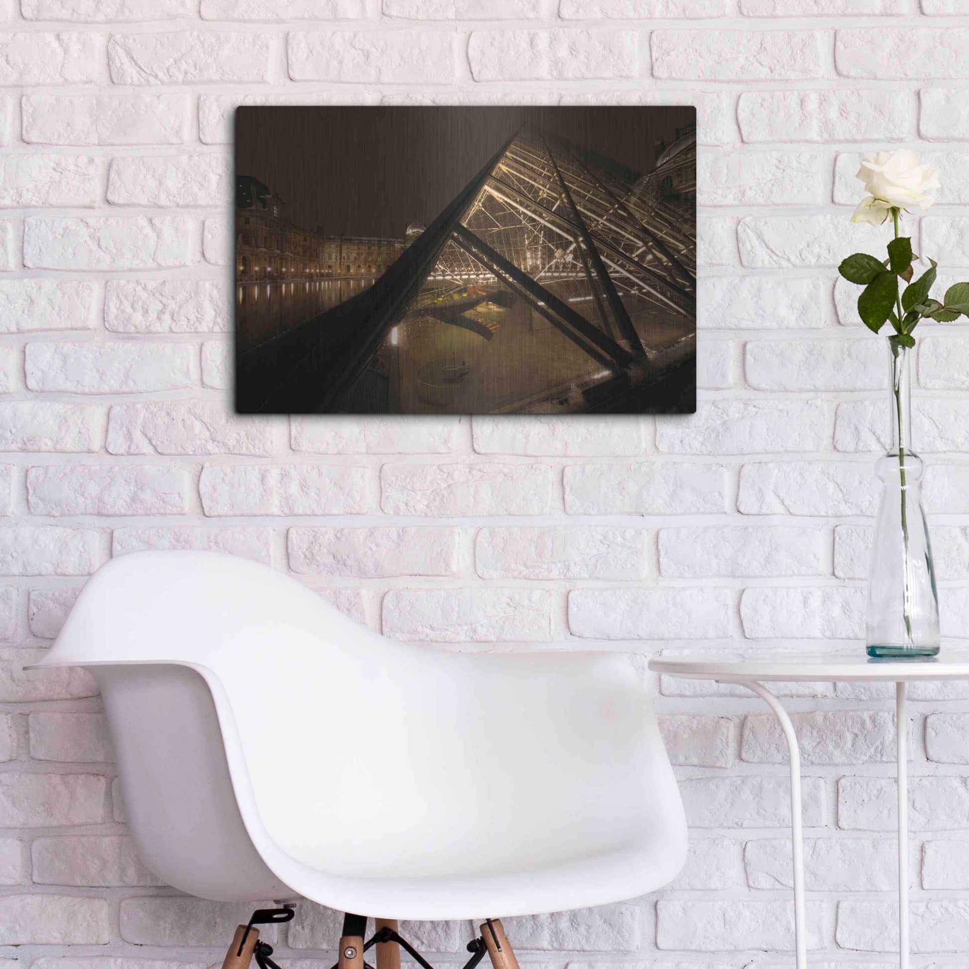Luxe Metal Art 'Louvre 2' by Sebastien Lory, Metal Wall Art,24x16