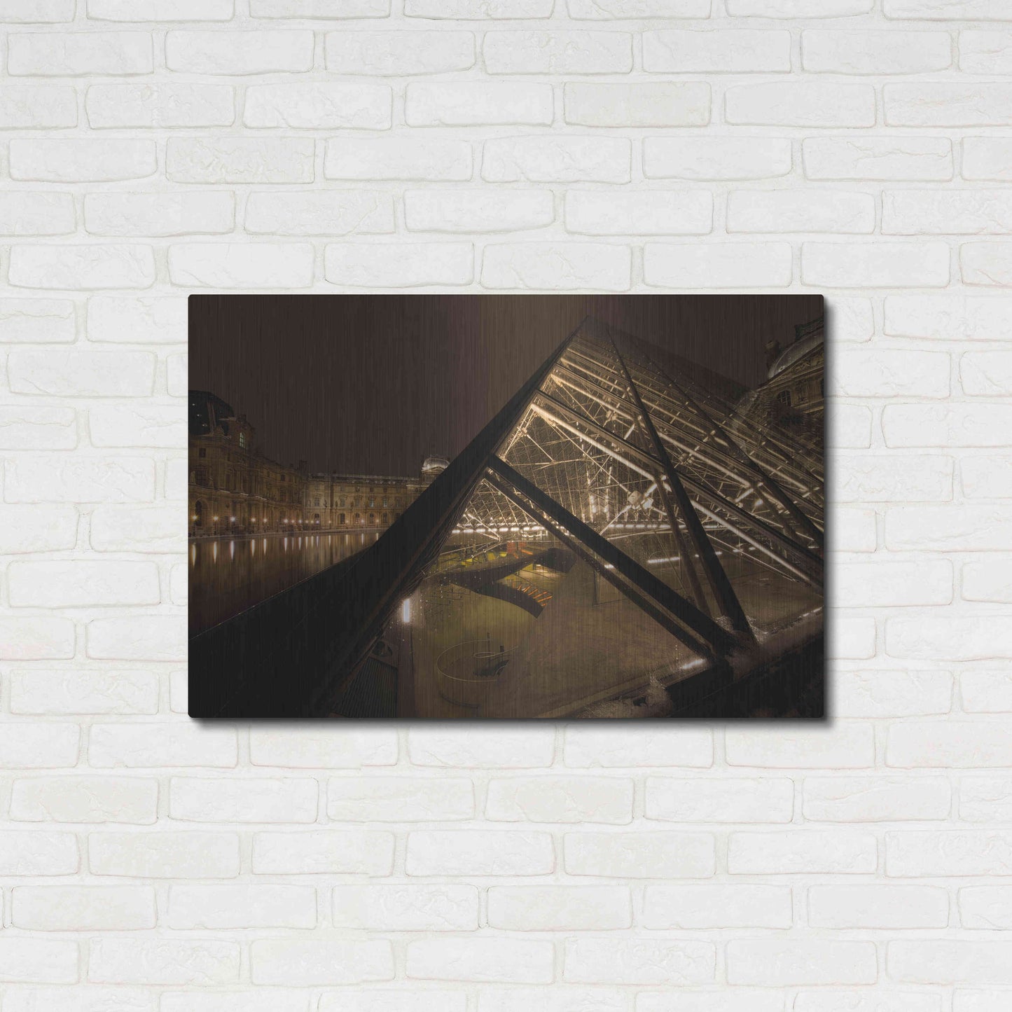 Luxe Metal Art 'Louvre 2' by Sebastien Lory, Metal Wall Art,36x24