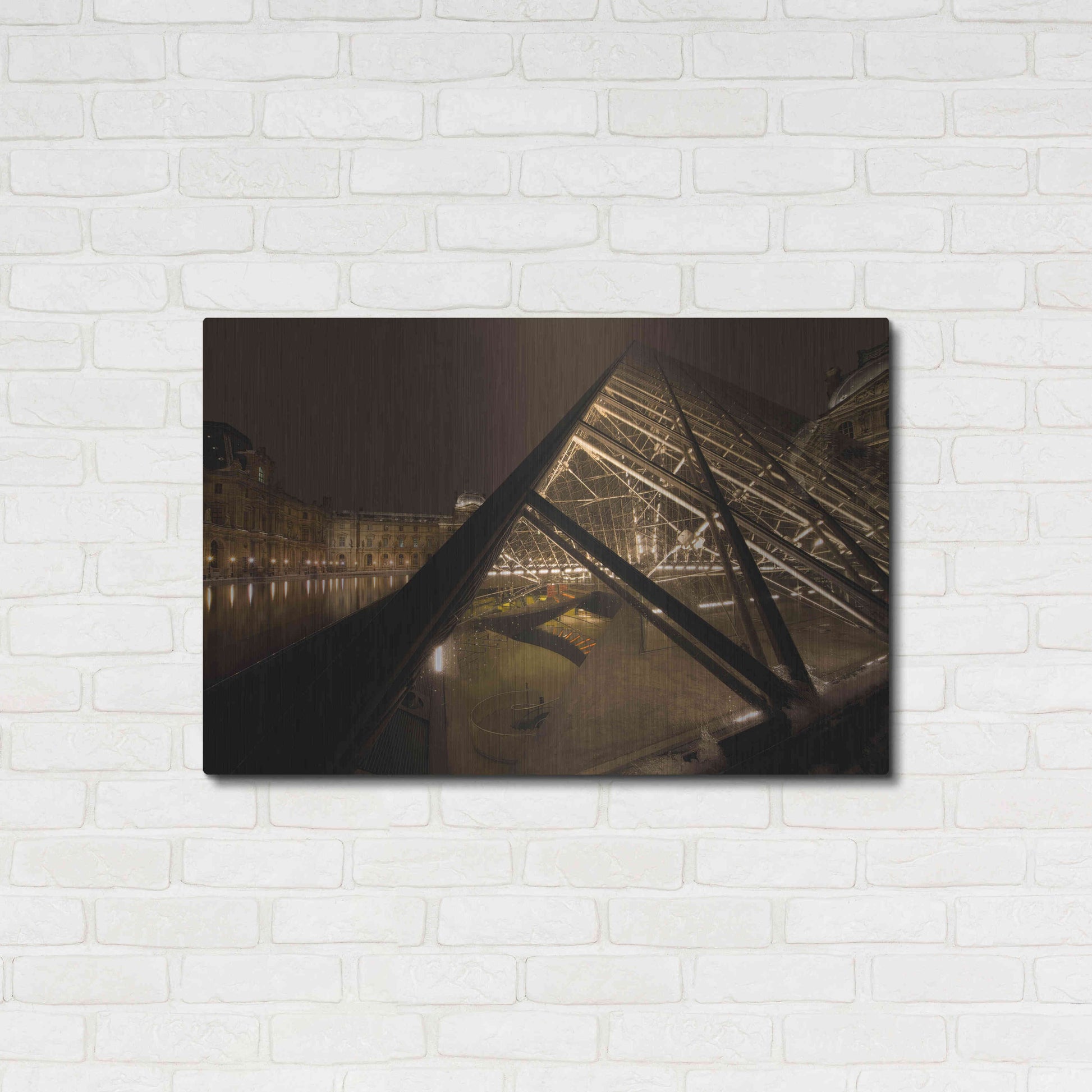 Luxe Metal Art 'Louvre 2' by Sebastien Lory, Metal Wall Art,36x24