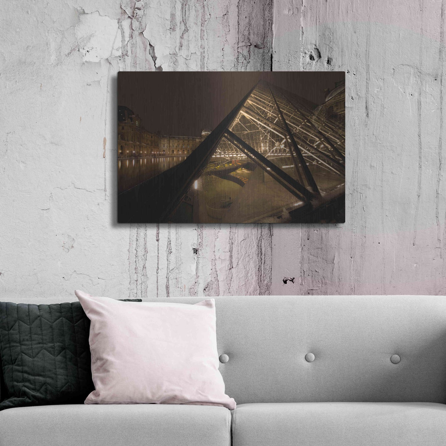Luxe Metal Art 'Louvre 2' by Sebastien Lory, Metal Wall Art,36x24