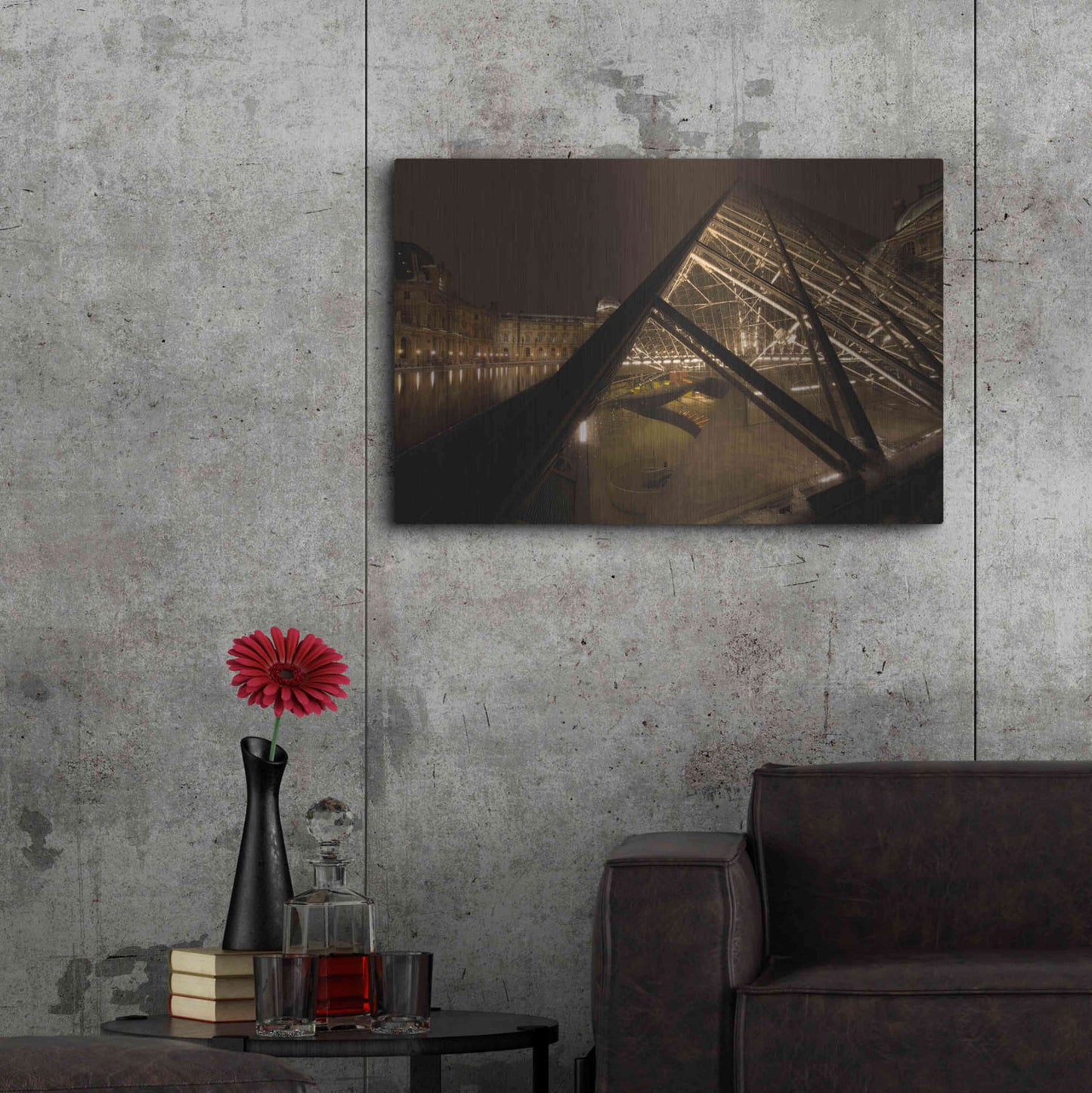 Luxe Metal Art 'Louvre 2' by Sebastien Lory, Metal Wall Art,36x24