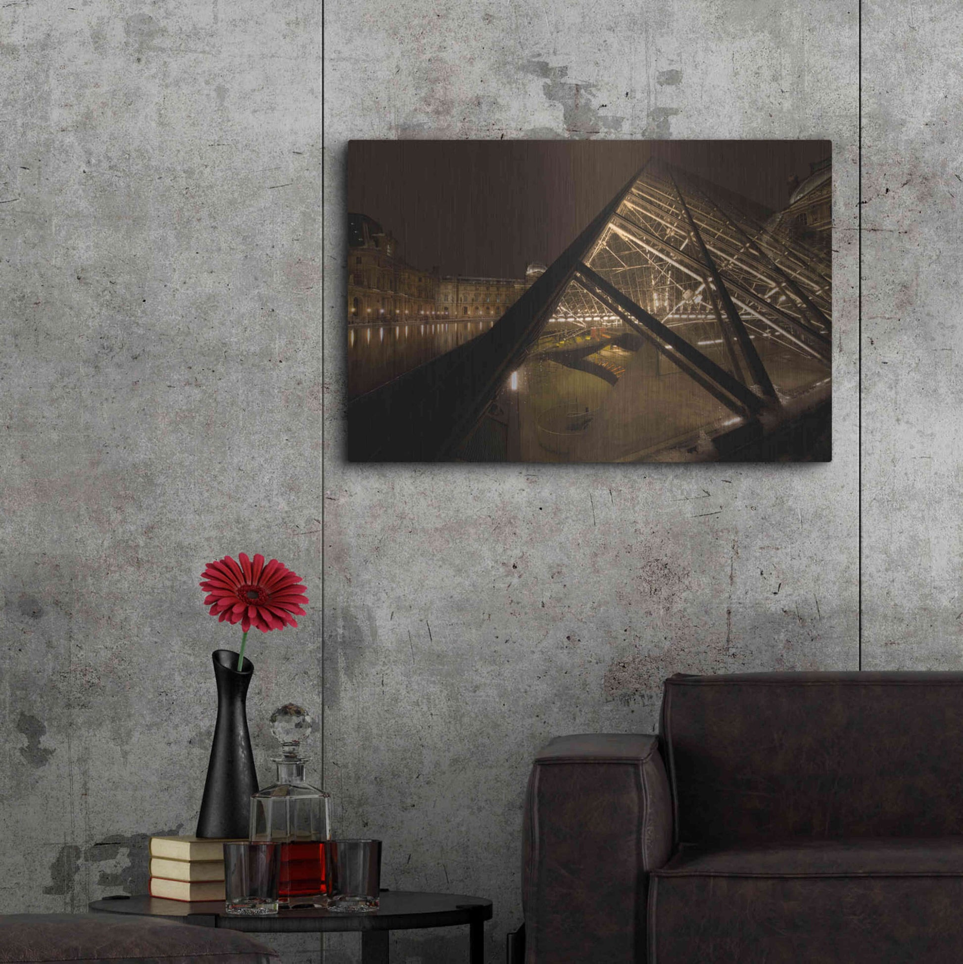 Luxe Metal Art 'Louvre 2' by Sebastien Lory, Metal Wall Art,36x24