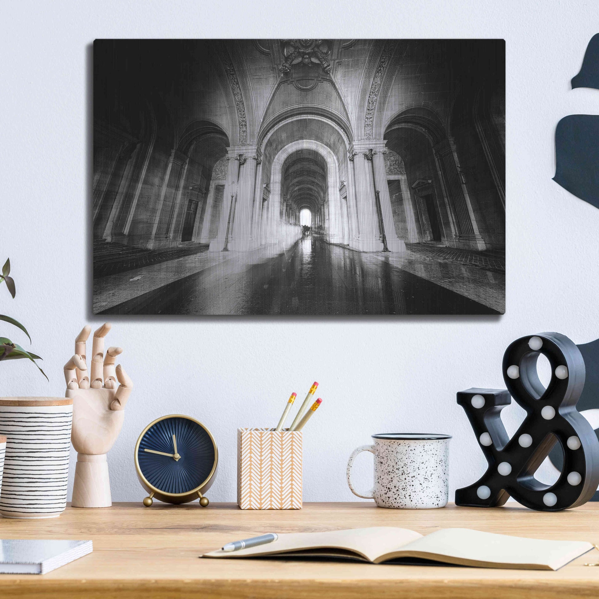 Luxe Metal Art 'Parisian Ghost' by Sebastien Lory, Metal Wall Art,16x12