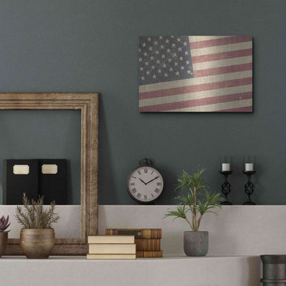 Luxe Metal Art 'Vintage American Flag' by Epic Portfolio, Metal Wall Art,16x12