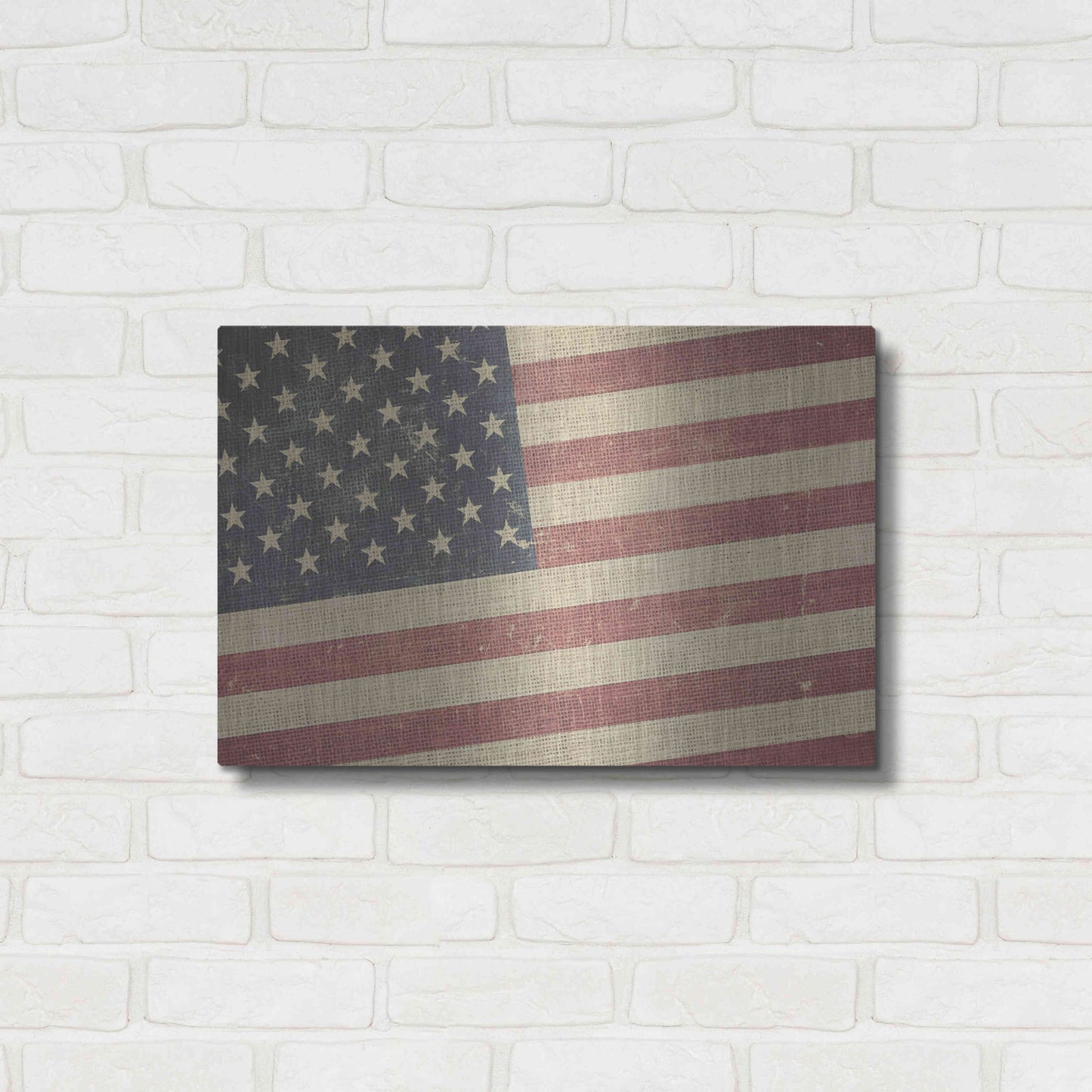 Luxe Metal Art 'Vintage American Flag' by Epic Portfolio, Metal Wall Art,24x16